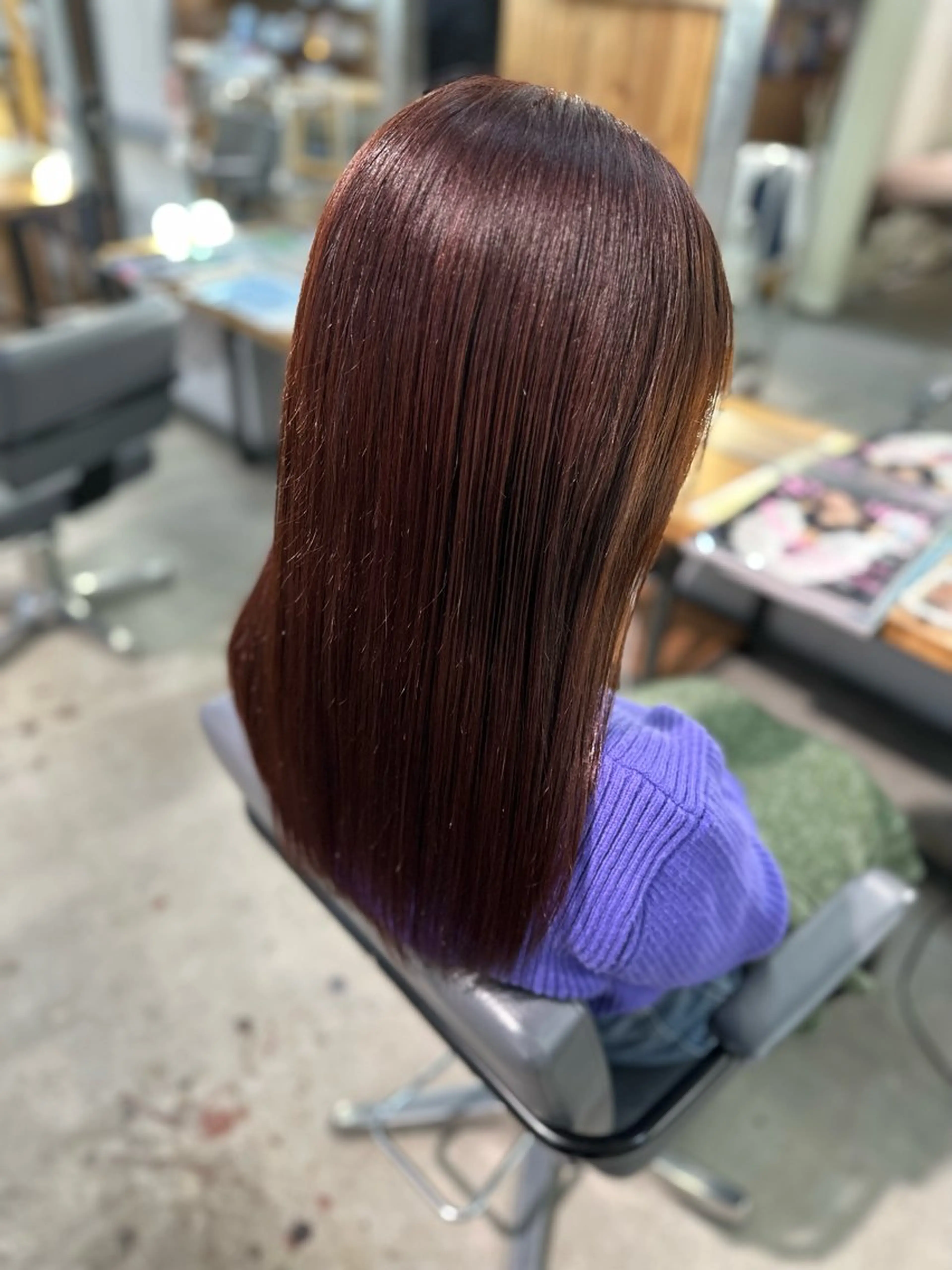 ロング カラー ブラウンカラー オレンジ オレンジブラウン 髪質改善 溜 一太のヘアスタイル