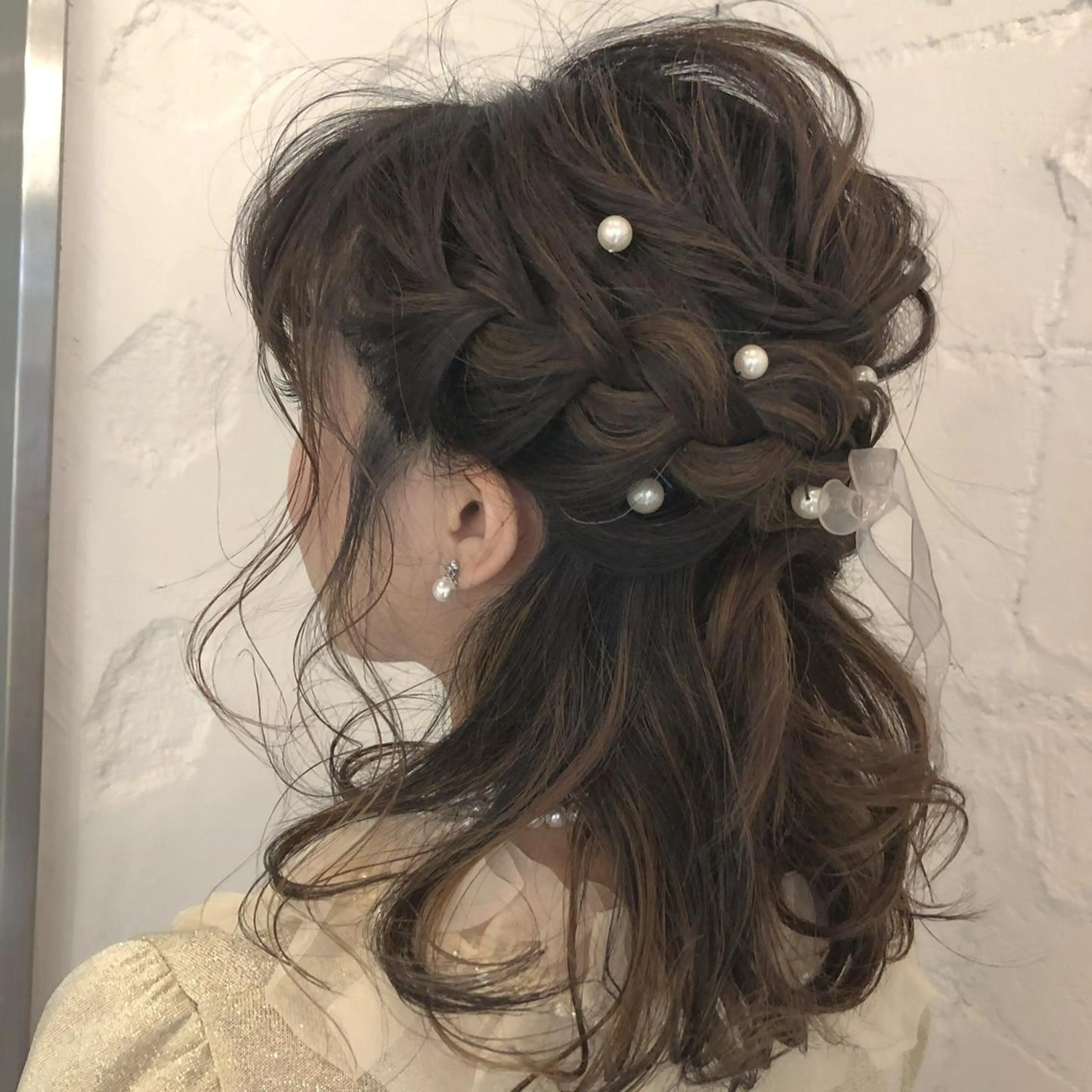 ミディアム ヘアアレンジ ハーフアップ ORIKA 美容室のヘアスタイル