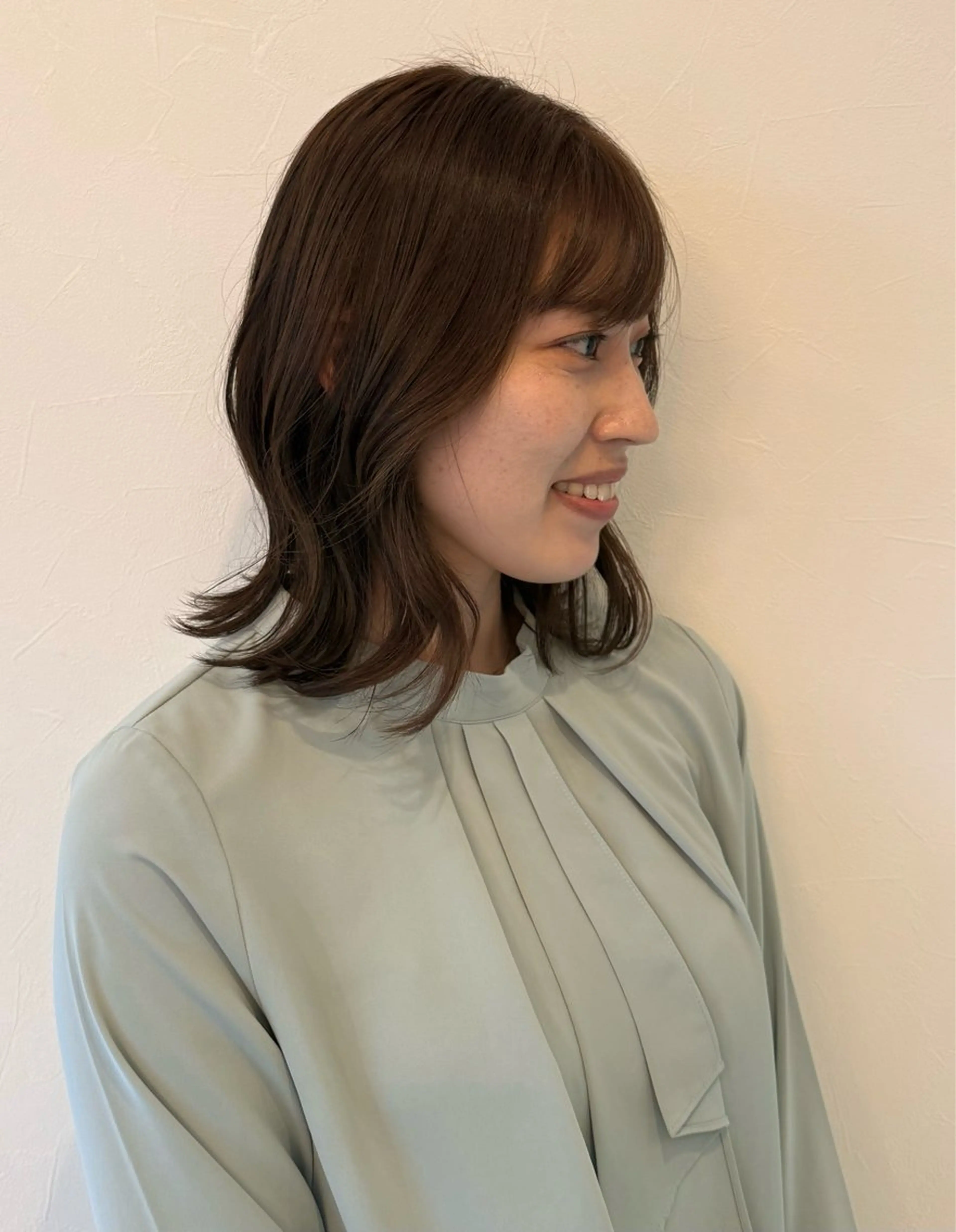 セミロング カラー ブラウンカラー ココアブラウン ともか 名駅/ワンカラーのヘアスタイル