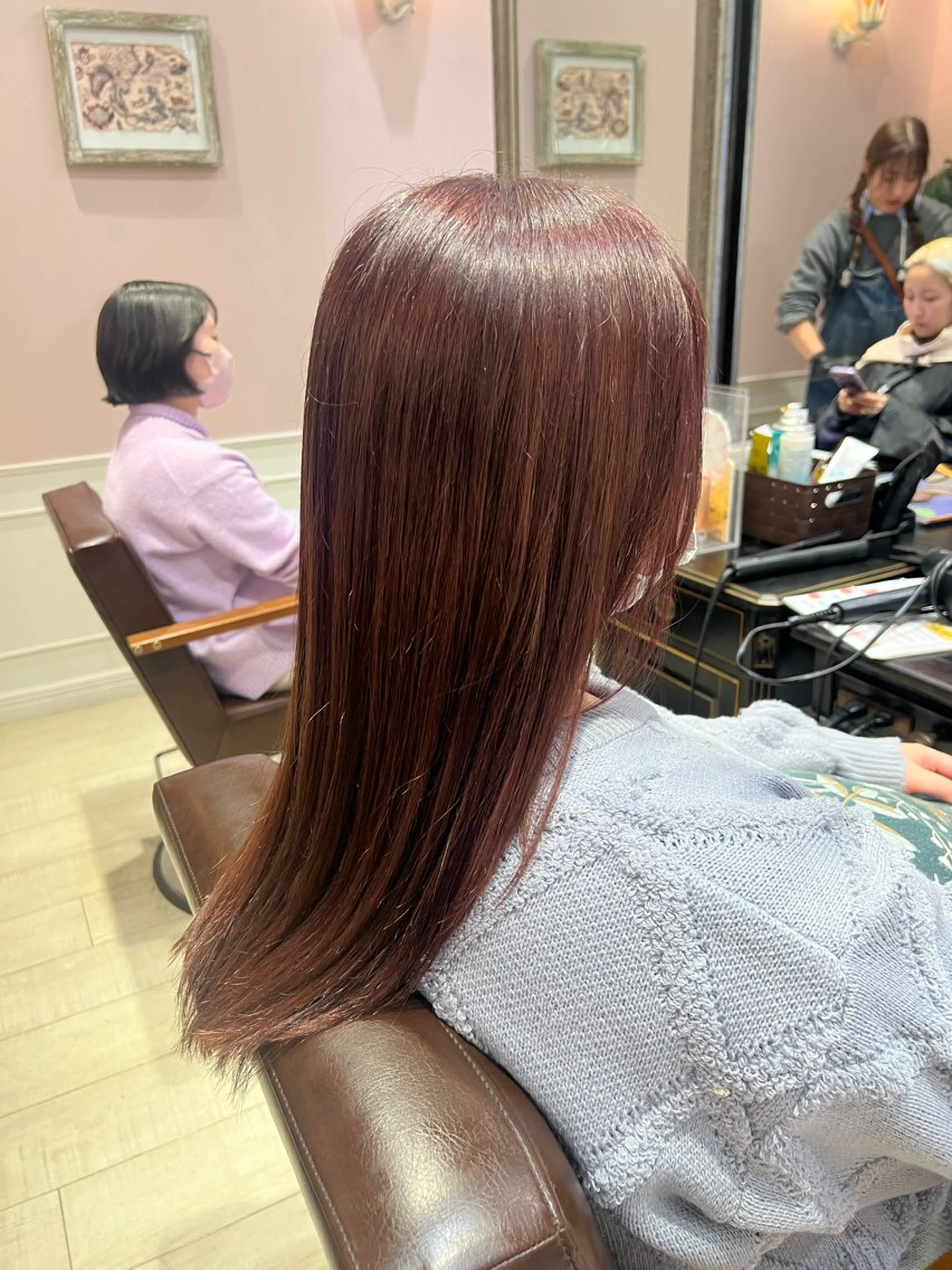 セミロング カラー ベージュカラー ピンクカラー ピンクベージュ 柔らかい透明感カラー 🫧ゆうしん/高宮のヘアスタイル