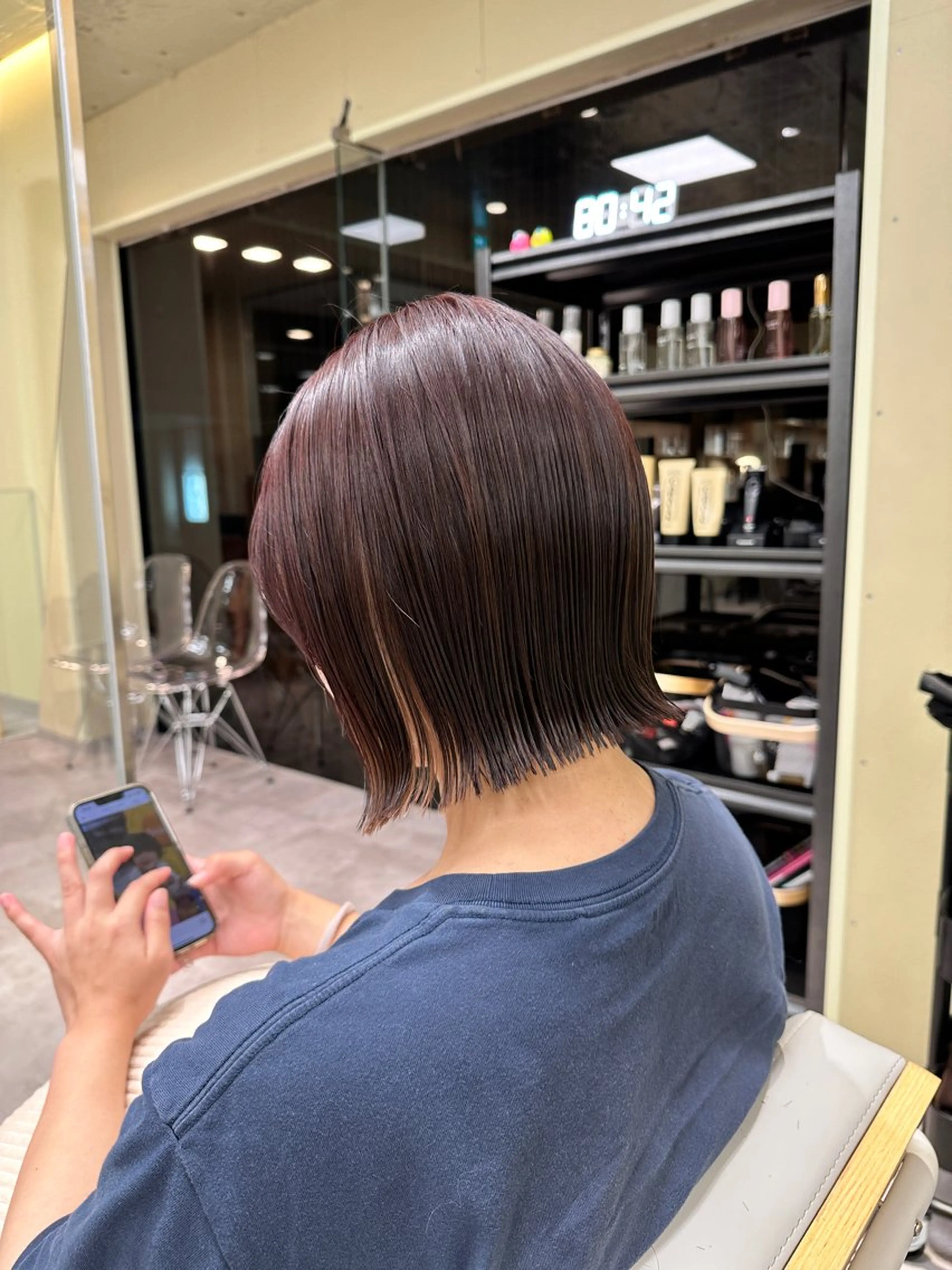 ミディアム カット ヘアカラー ボブ/ぱつっとボブ/ 谷口 海星のヘアスタイル