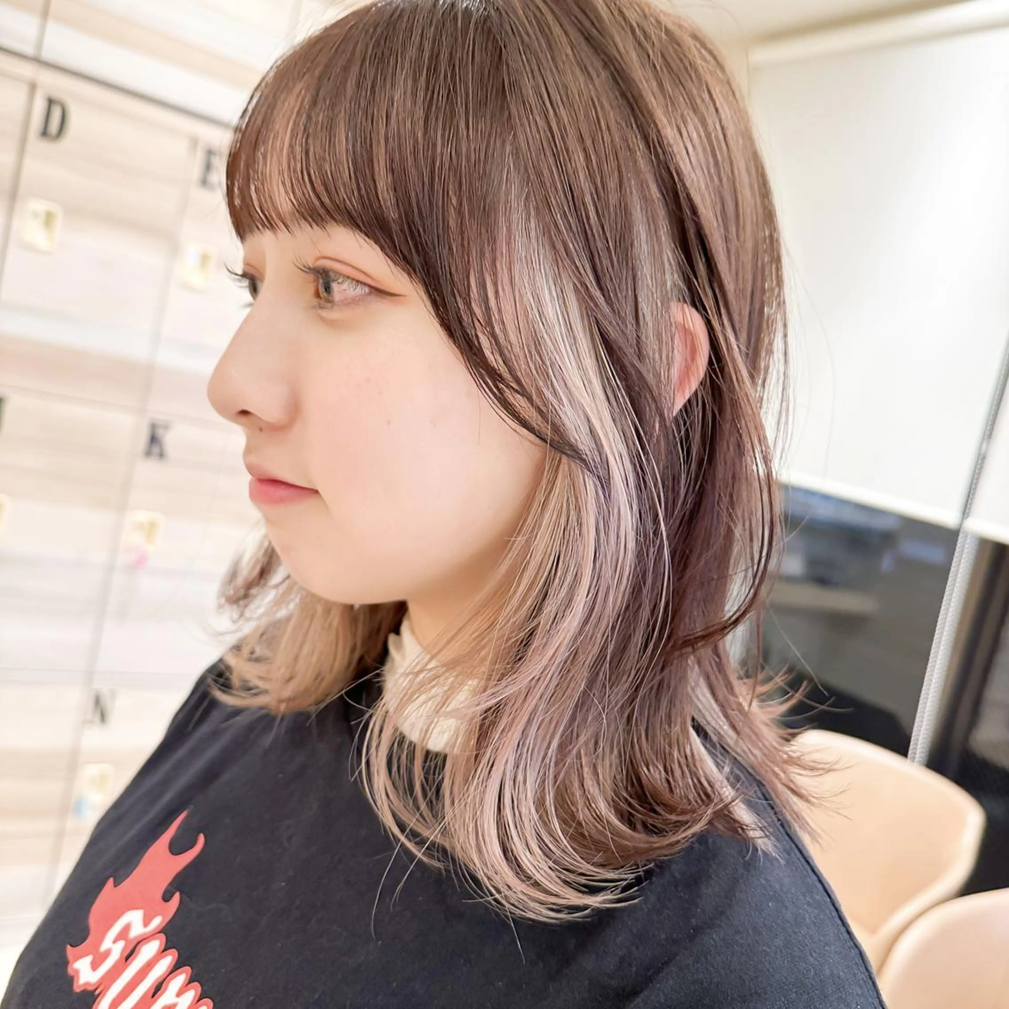 ミディアム 石母田 遥香のヘアスタイル