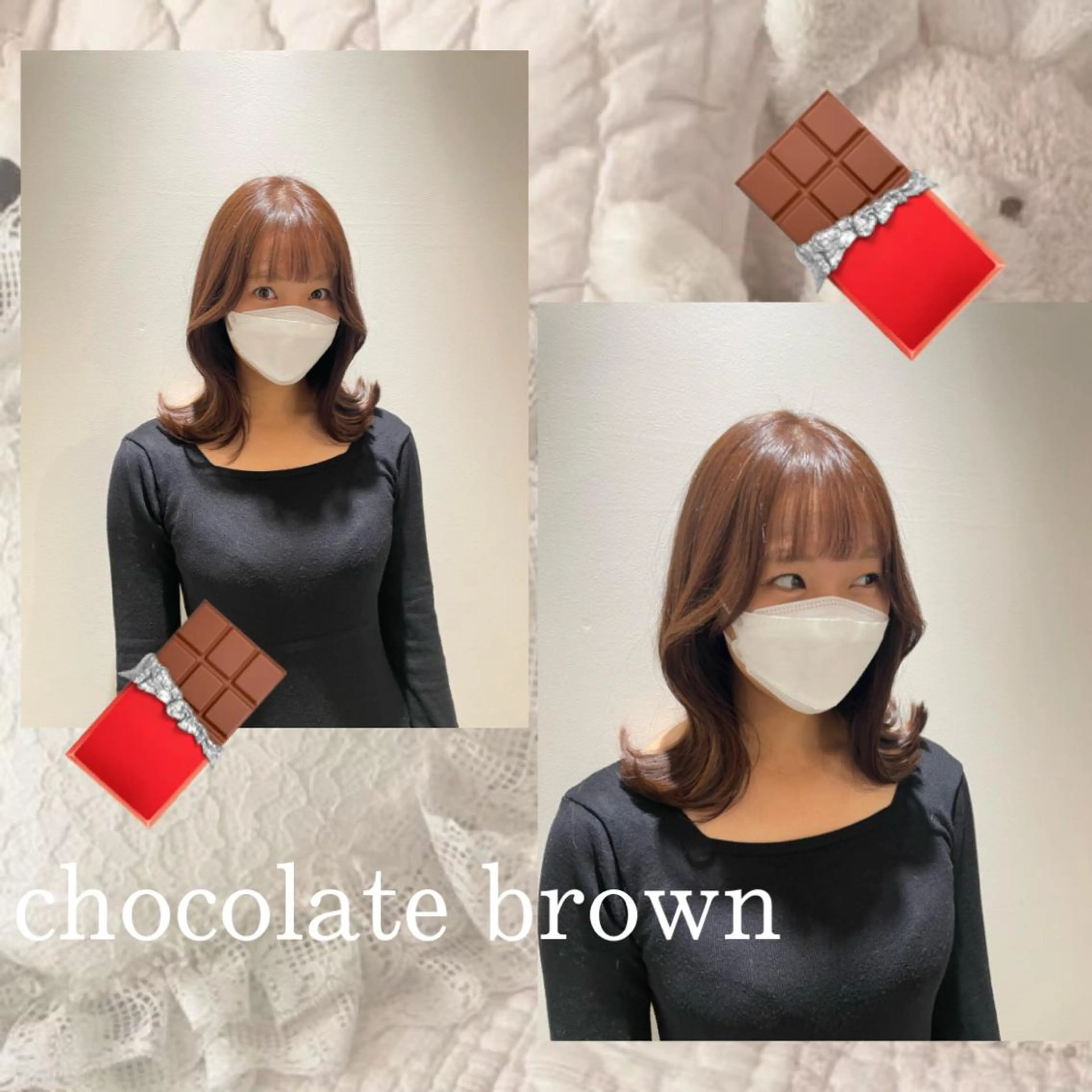 ミディアム カラー ヘアアレンジ ブラウンカラー チョコレートブラウン カット ヘアカラー トリートメント eN°byyoureshair所属・🎀若者人気No.1 湯川響🎀のヘアスタイル