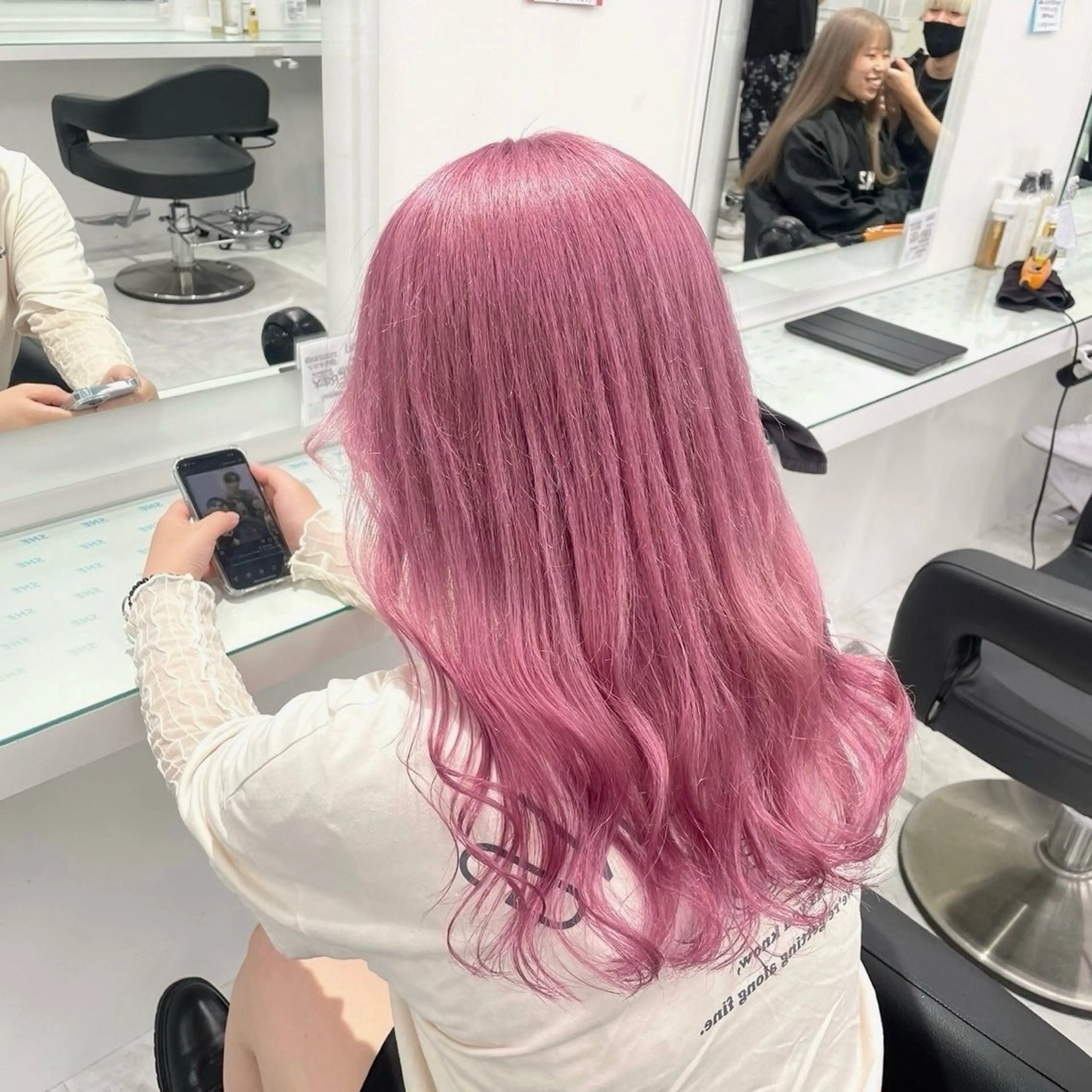 ロング カラー ヘアカラー ヘッドスパ ヘアセット モテガーリー🎀ピン クヘア/SHIONEのヘアスタイル