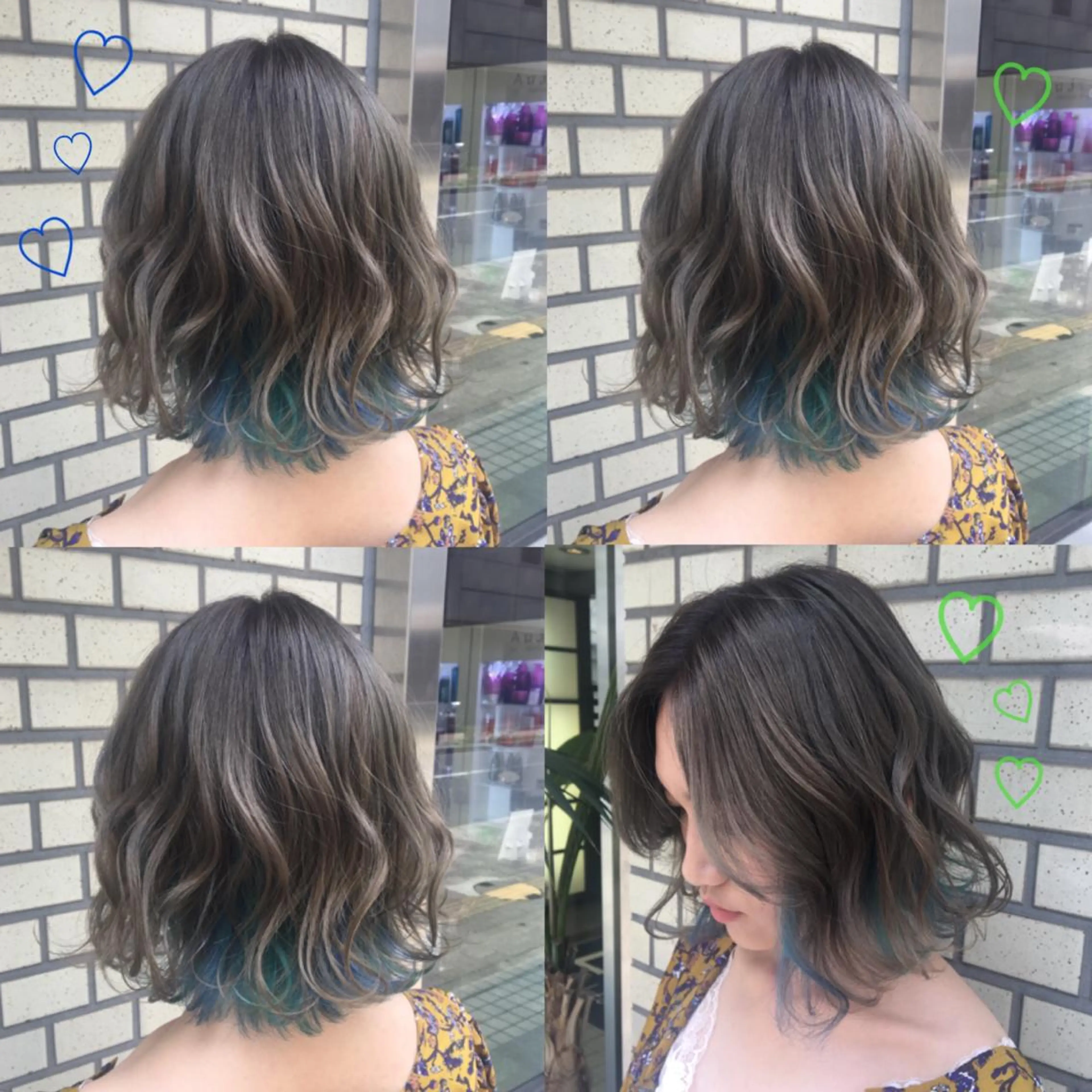 ミディアム カラー ブリーチ ブルーカラー グレージュ ミント 韓国ヘア得意❤︎森澤 悠佳のヘアスタイル
