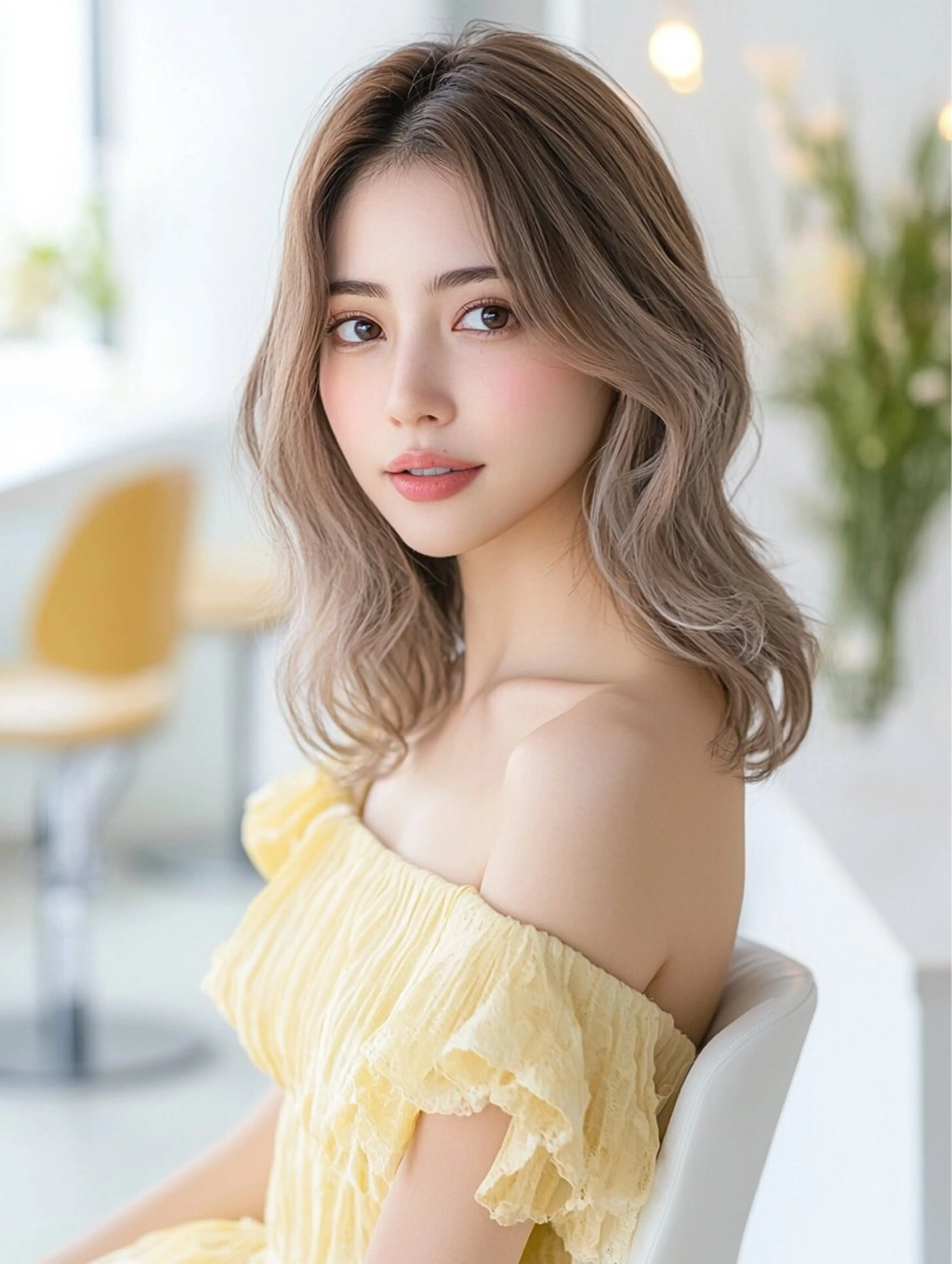 セミロング カット ヘアカラー 千明 大輝のヘアスタイル