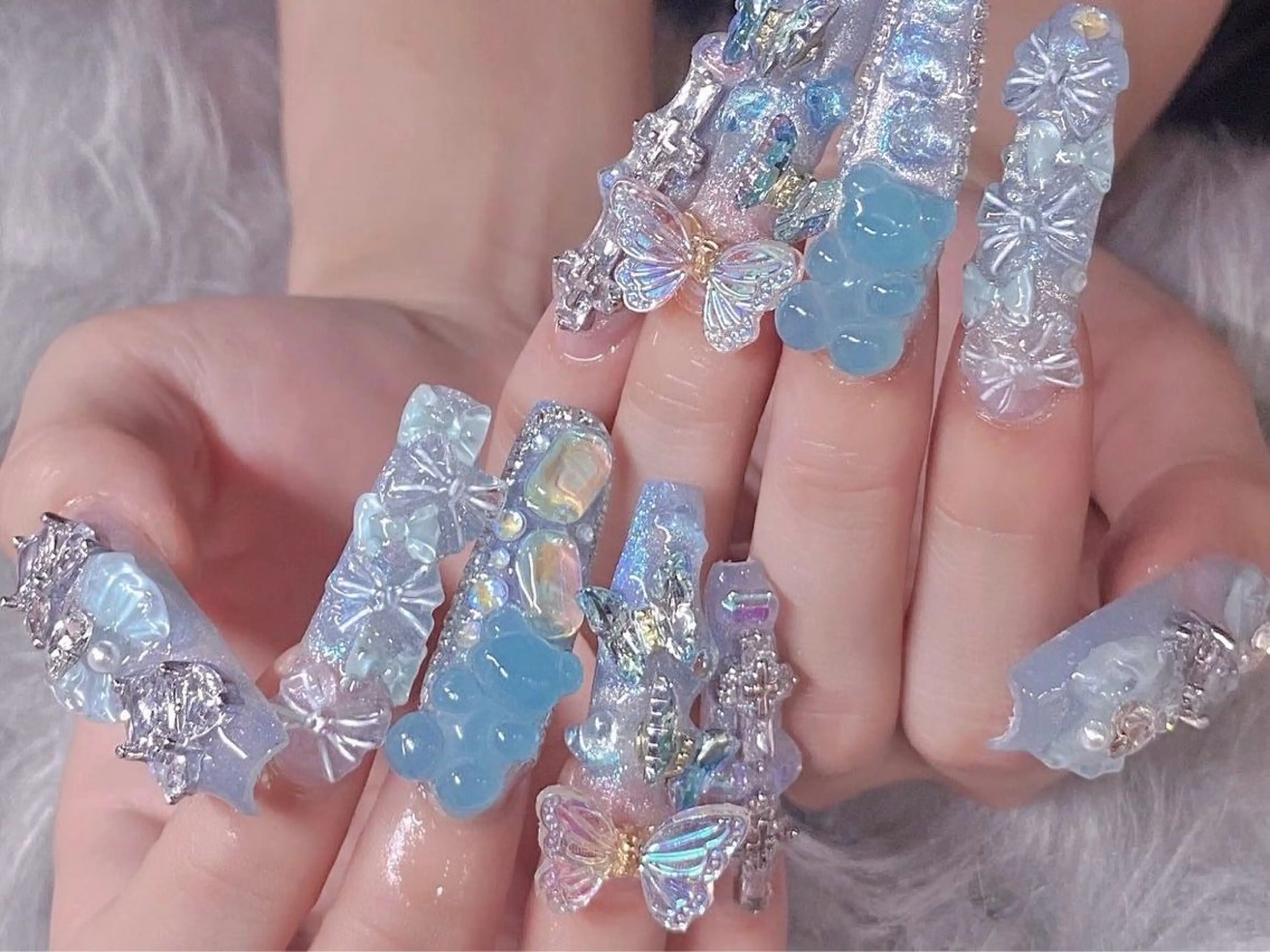 ネイル 水色 ハンドネイル darkhoney 池袋💅のネイルデザイン