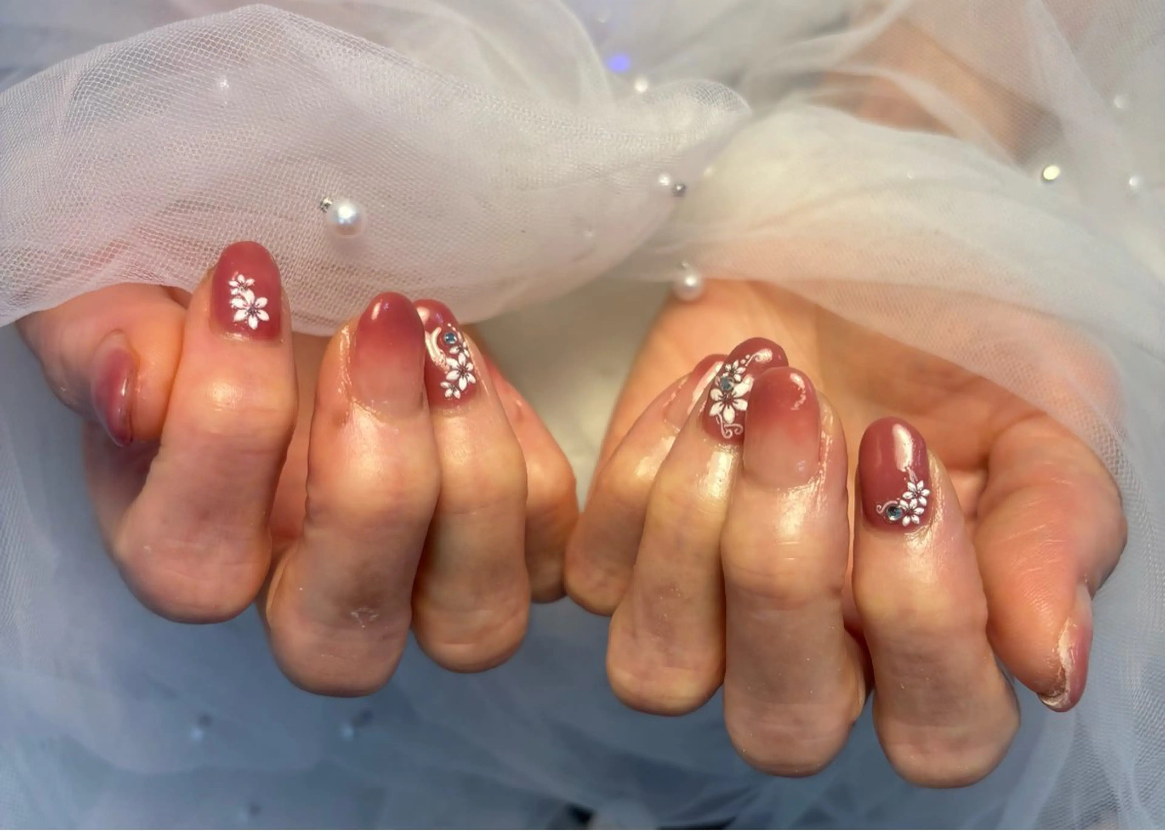 ネイル フラッシュネイル フットネイル フレンチネイル ジェルネイル ガラスフレンチ ハンドネイル Nail salon Natulalのネイルデザイン