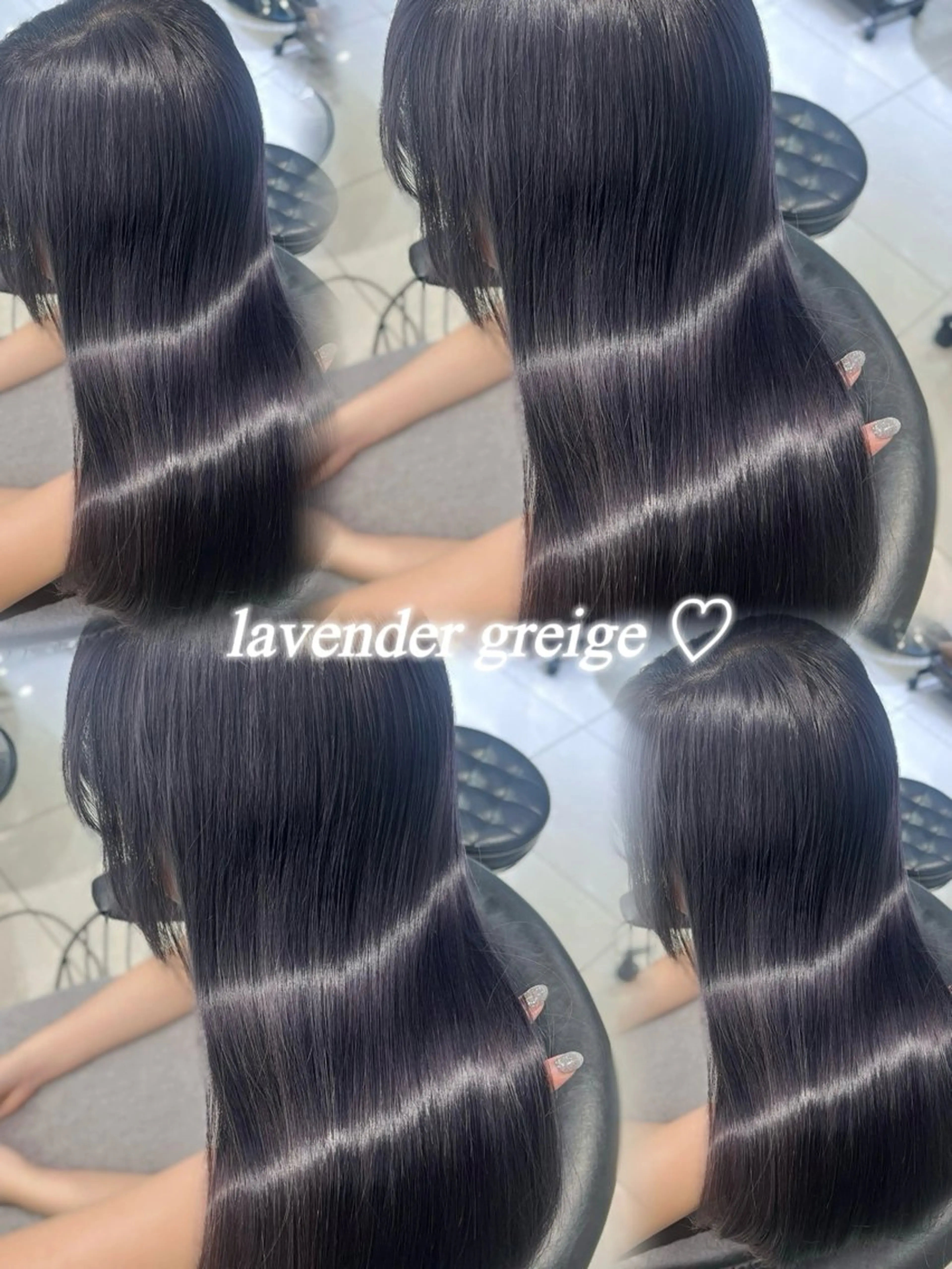 ロング カラー ブリーチ グレージュ ラベンダーカラー ラベンダーグレージュ ラベンダーグレー ヘアカラー トリートメント MITSUKI🤍 モテ髪×韓国レイヤーのヘアスタイル