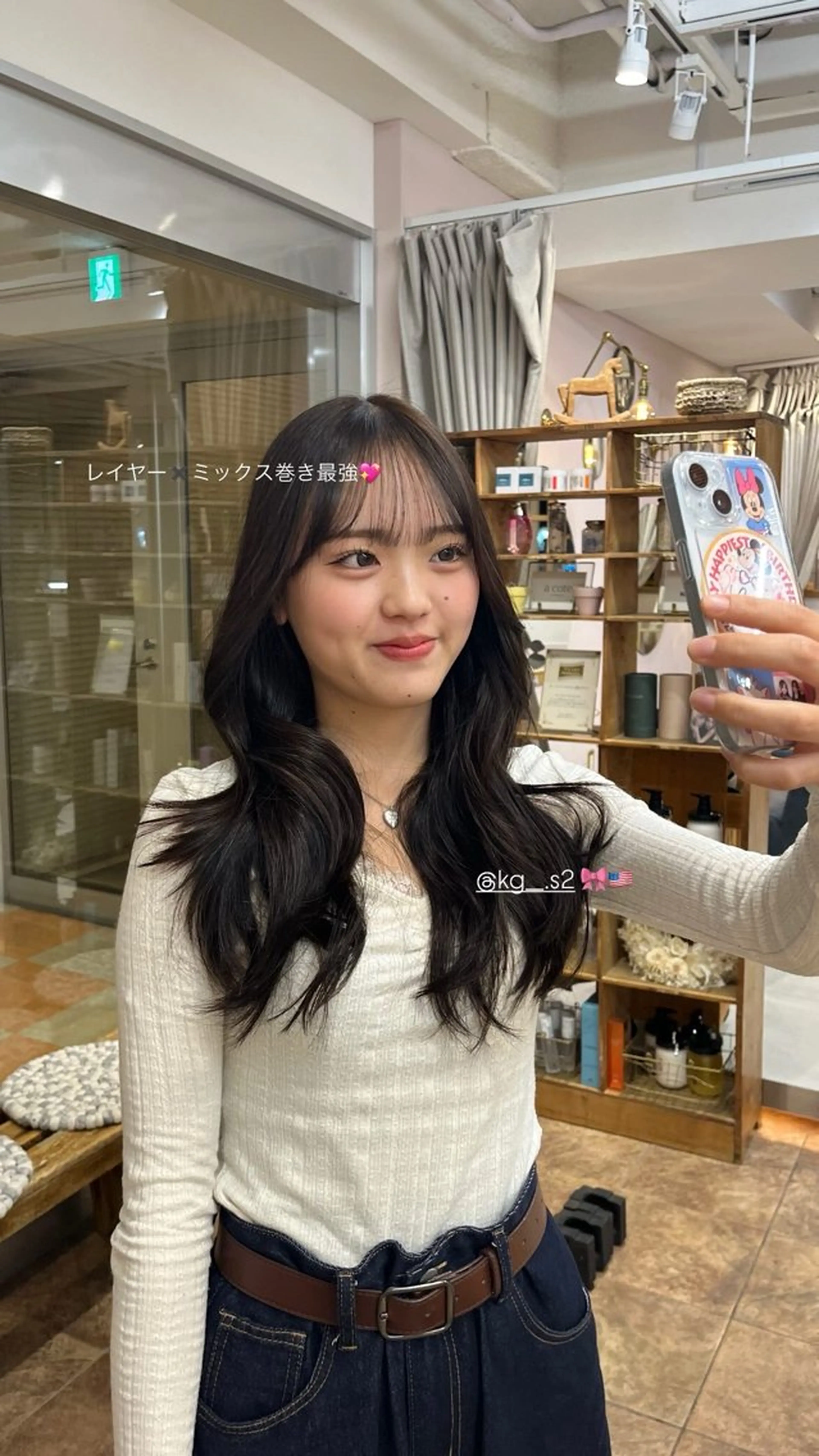 ロング カット ヘアカラー 🎀みさき🎀 韓国レイヤー ボブ♡のヘアスタイル