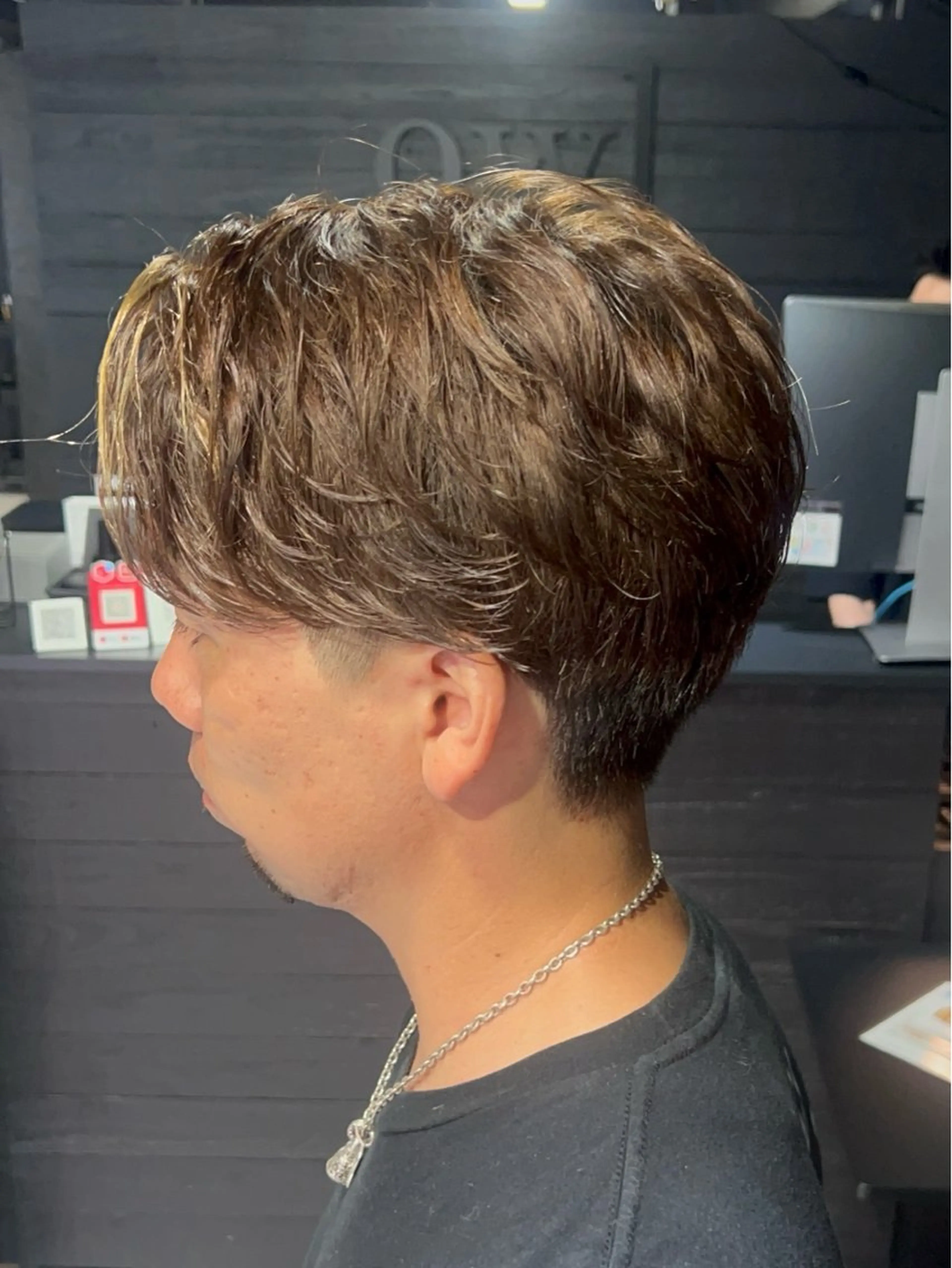 ショート メンズ 難波/メンズウルフ・ フェザーパーマ鶴田文のヘアスタイル