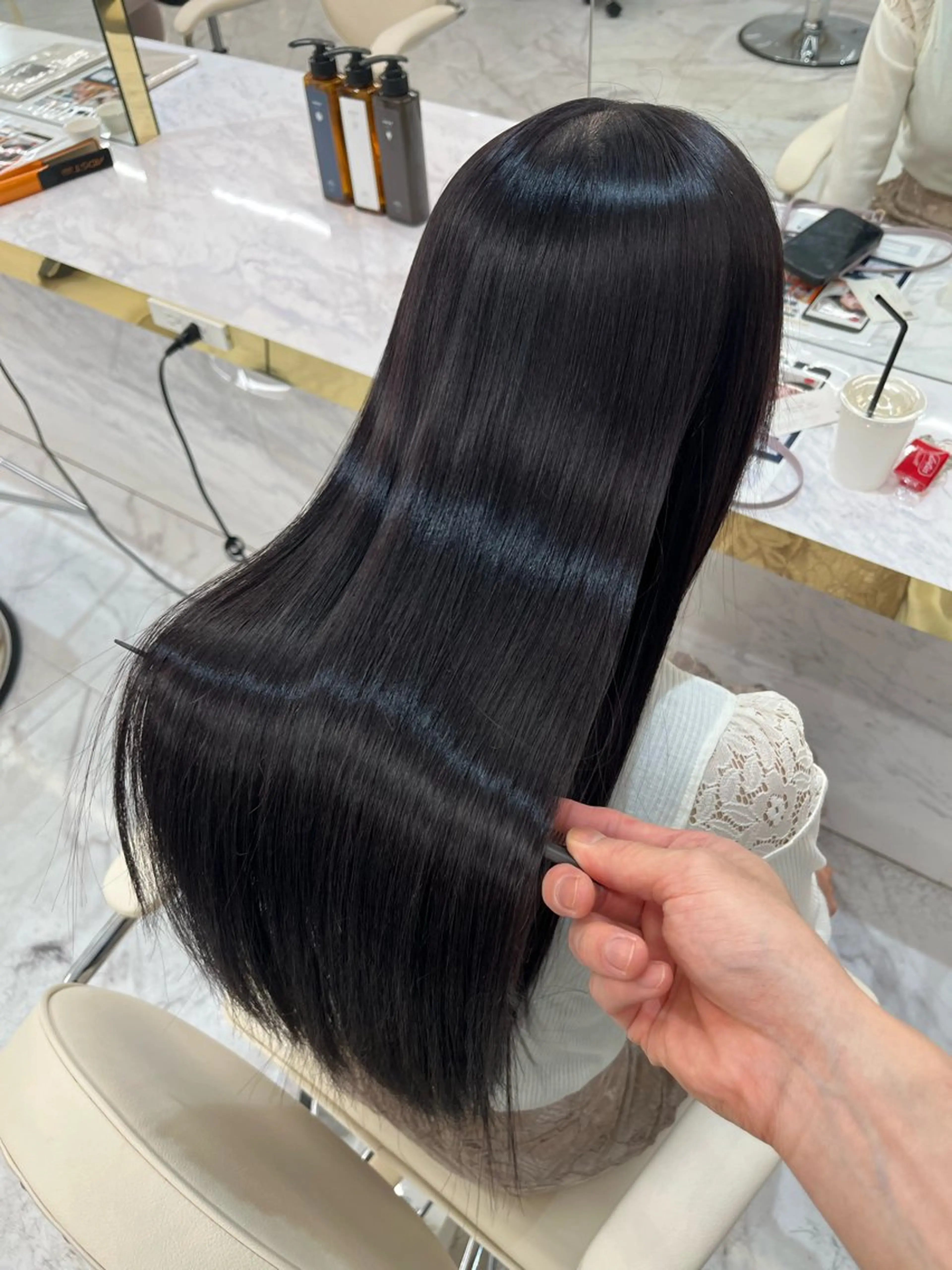 ロング カット ヘアカラー 縮毛矯正 トリートメント 韓国風🫧髪質改善 村上　蒼生のヘアスタイル
