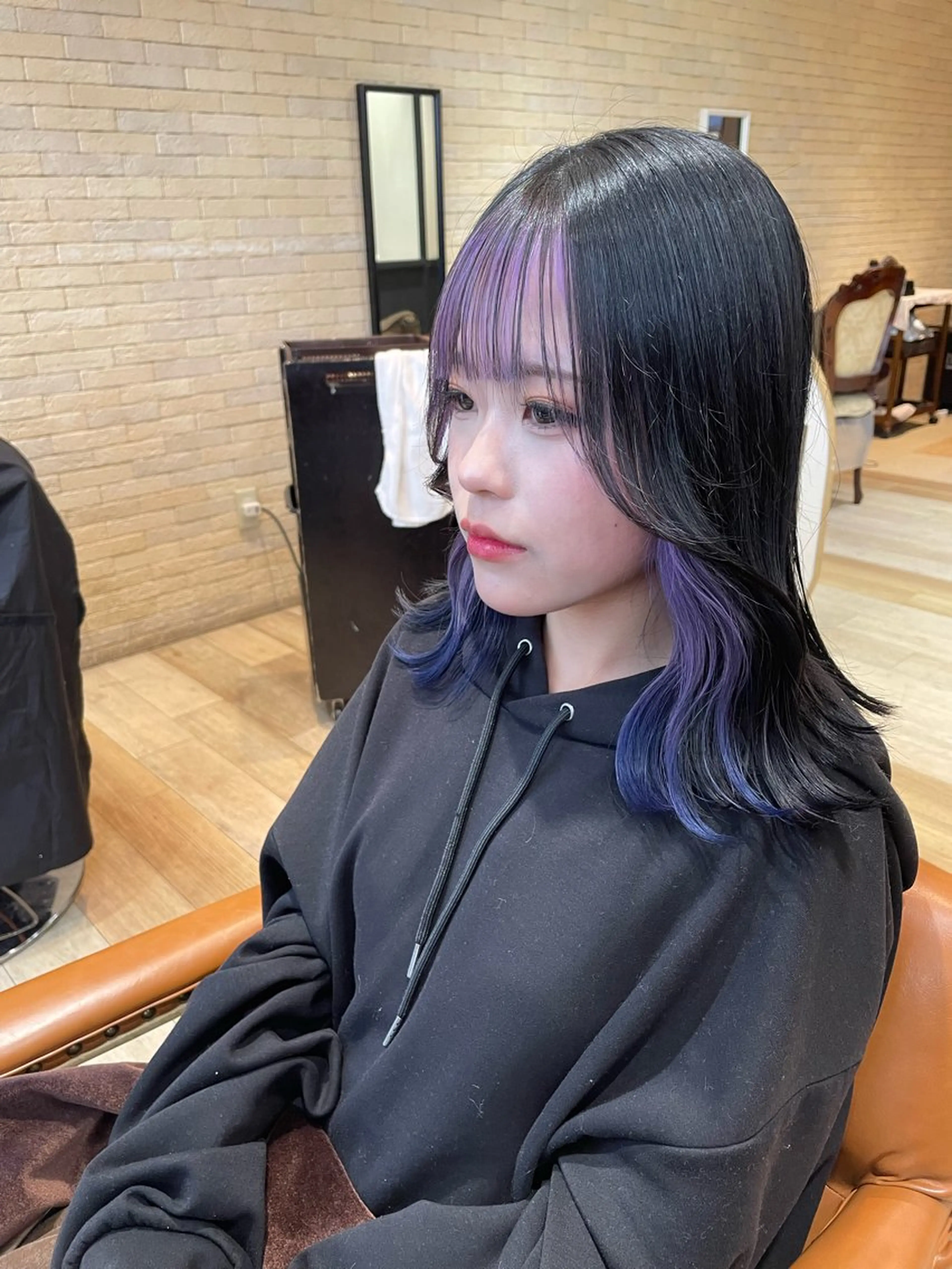 セミロング ピンクラベンダー パープルカラー 亀川蓮 Agu hairのヘアスタイル