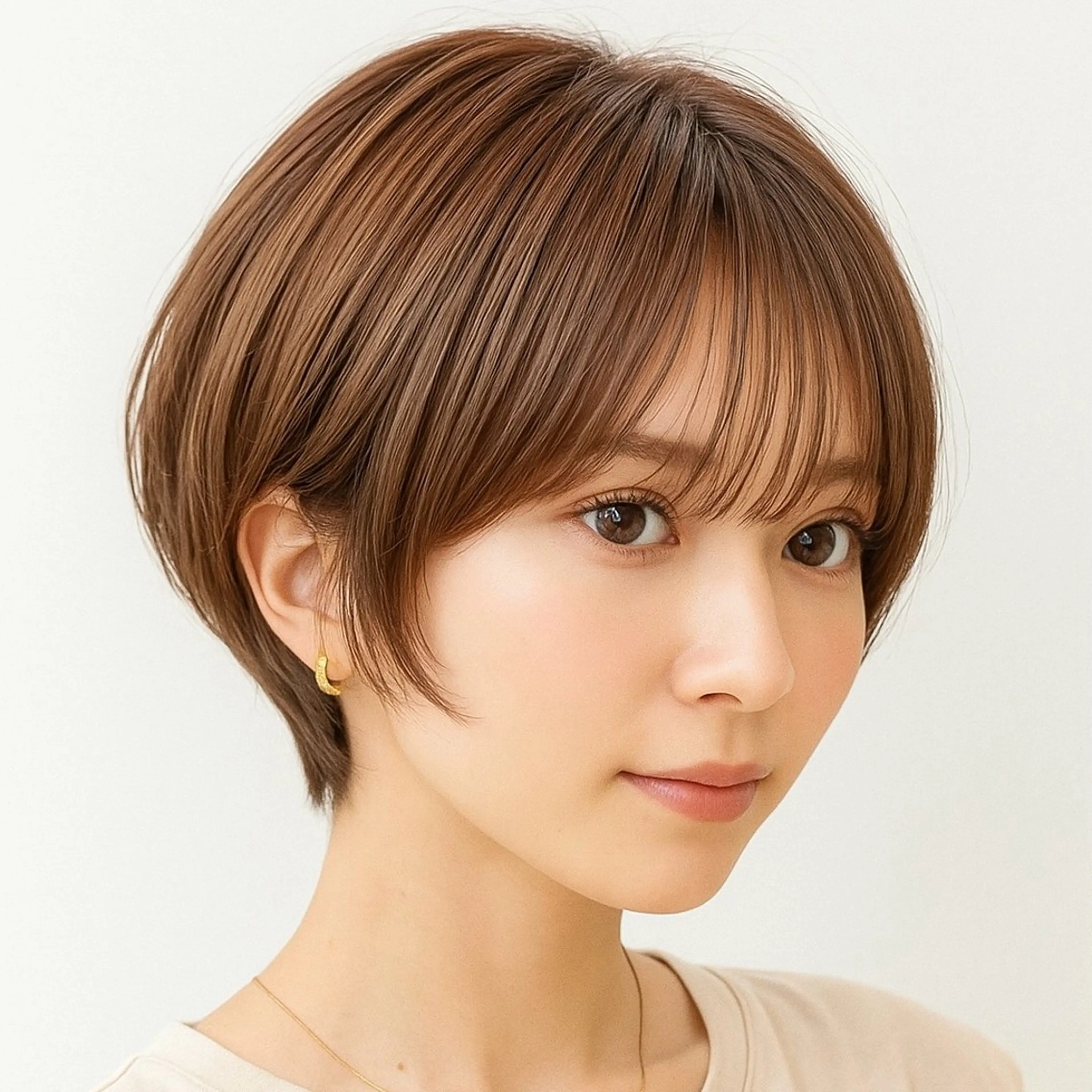 ショート カラー 切りっぱなしボブ 前下がりボブ ショートボブ 丸みショート 透明感カラー カット ヘアカラー トリートメント Gain池下 KAKKYのヘアスタイル