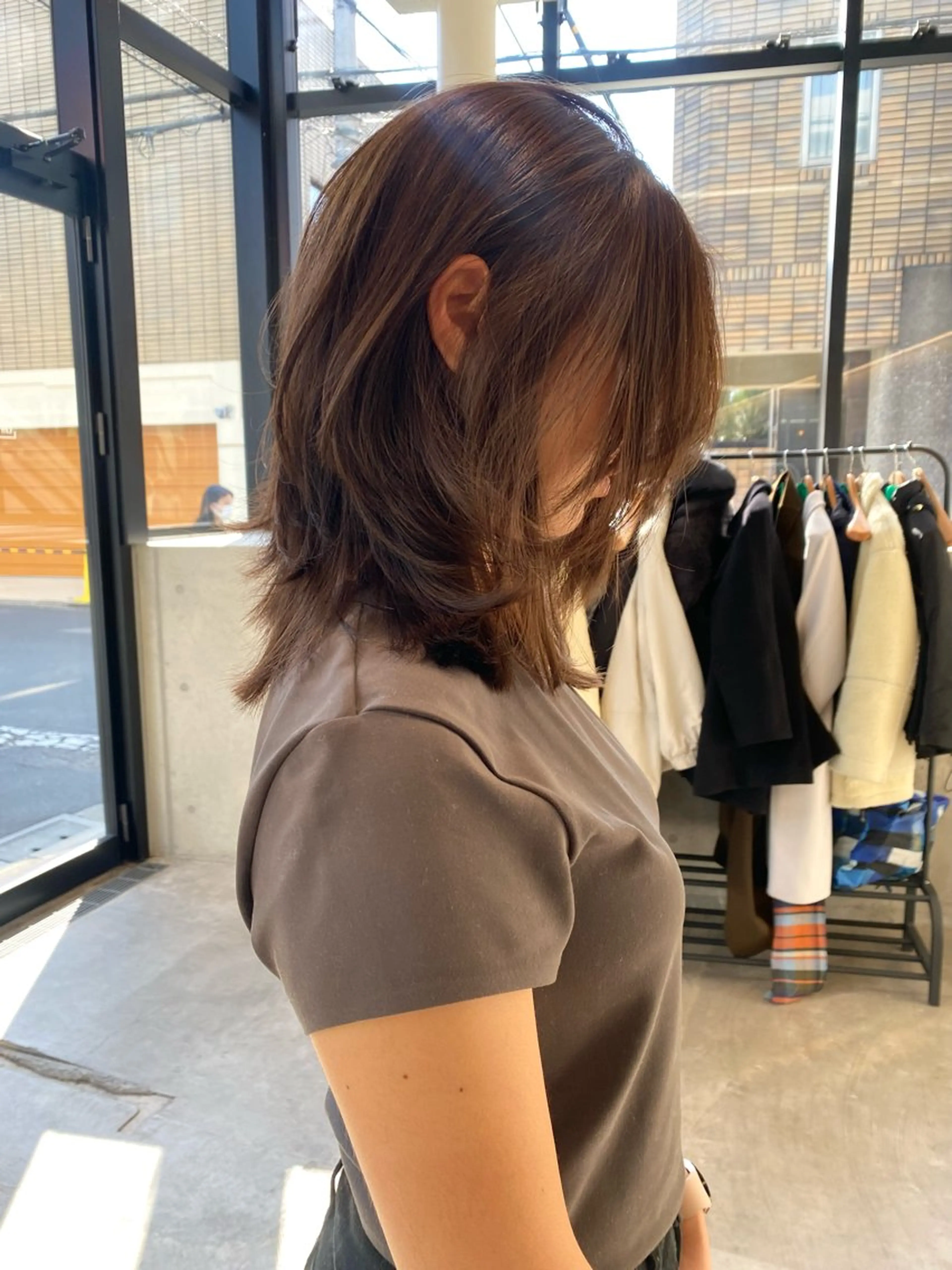 ミディアム カラー カット ヘアカラー トリートメント レイヤー/柔色 カラー/SAkiのヘアスタイル