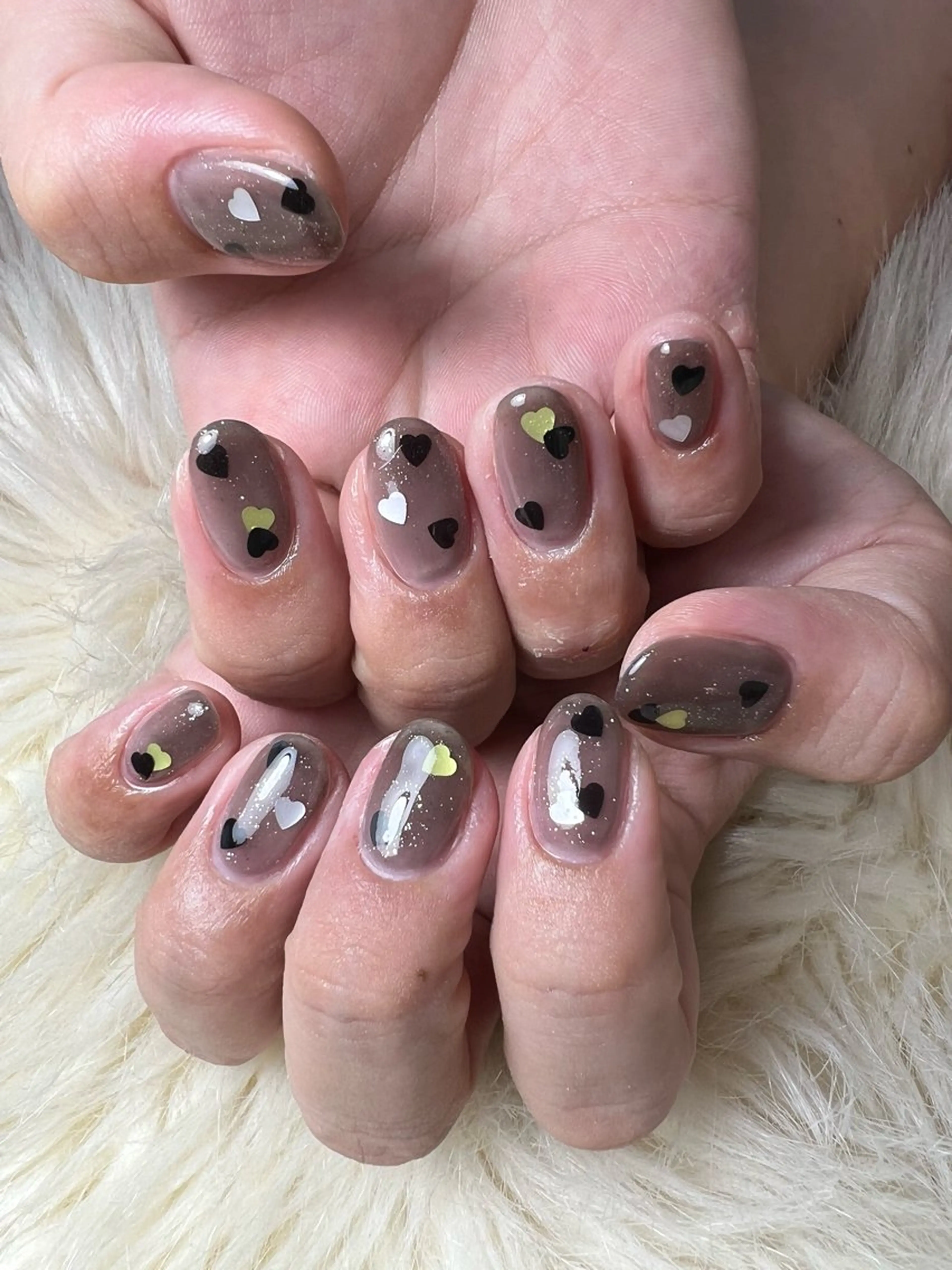 ネイル ジェルネイル ハート 持ち込み パラジェル ショートネイル flowers nailのネイルデザイン