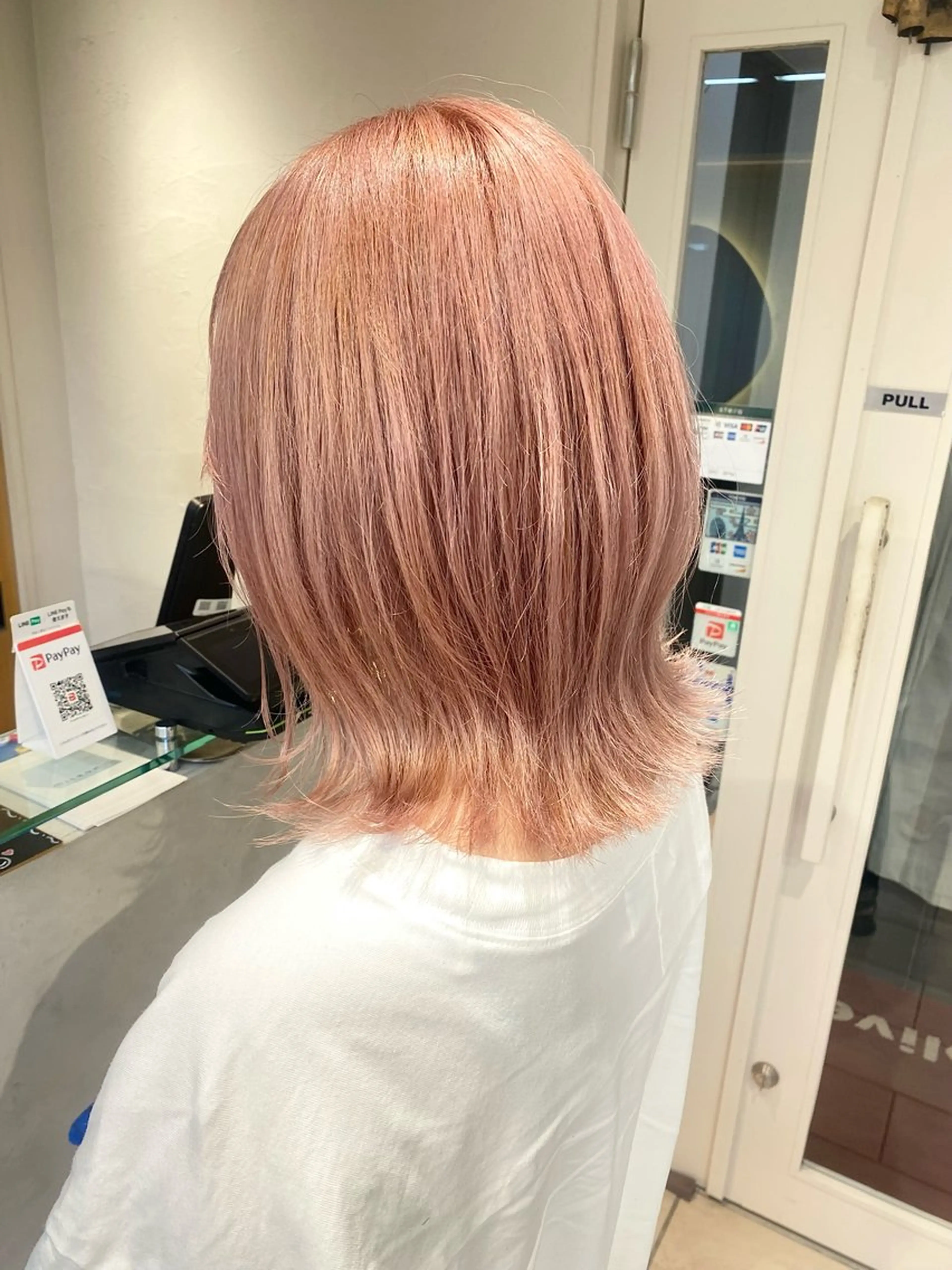 ミディアム カラー ブリーチ ピンクカラー Aya　ブリーチなし 🌱　ダブルカラーのヘアスタイル