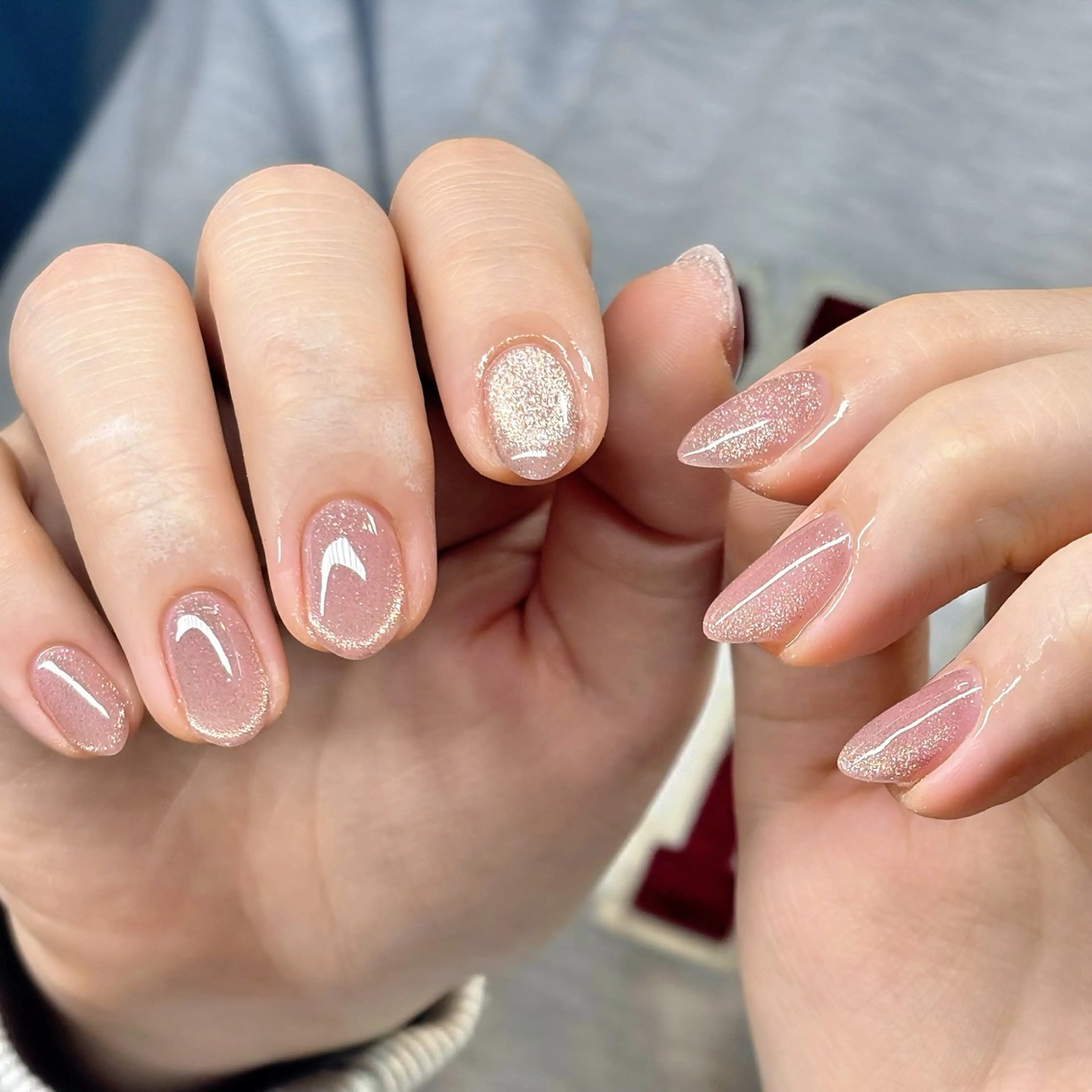 ネイル 長さ出し フレンチネイル レース 水色 マグネットネイル ハンドネイル ハンドケア 🫧OPELIA NAIL渋谷🫧のネイルデザイン