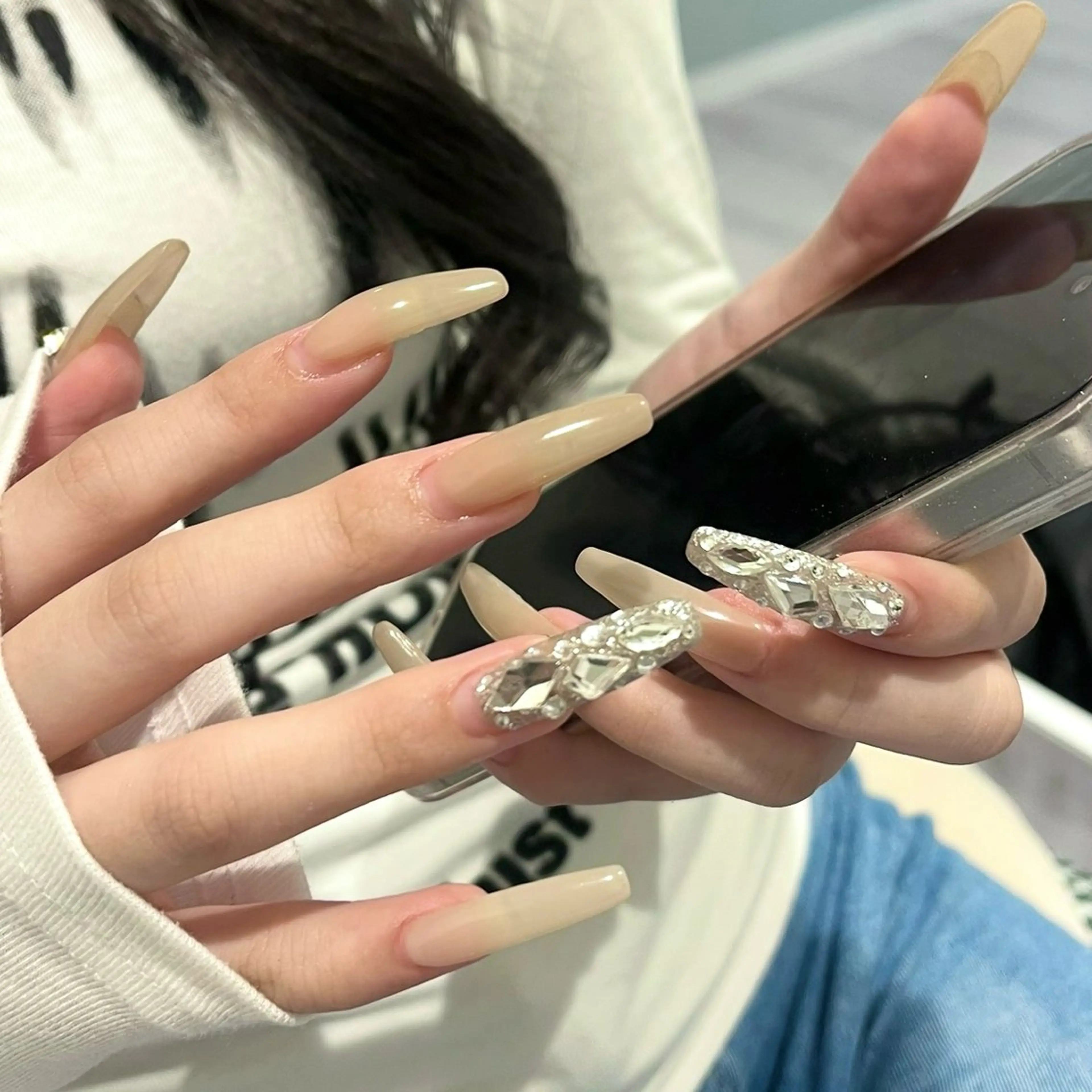 ネイル ジェルネイル ロングネイル 冬ネイル ハンドネイル eight nail 春菜のネイルデザイン