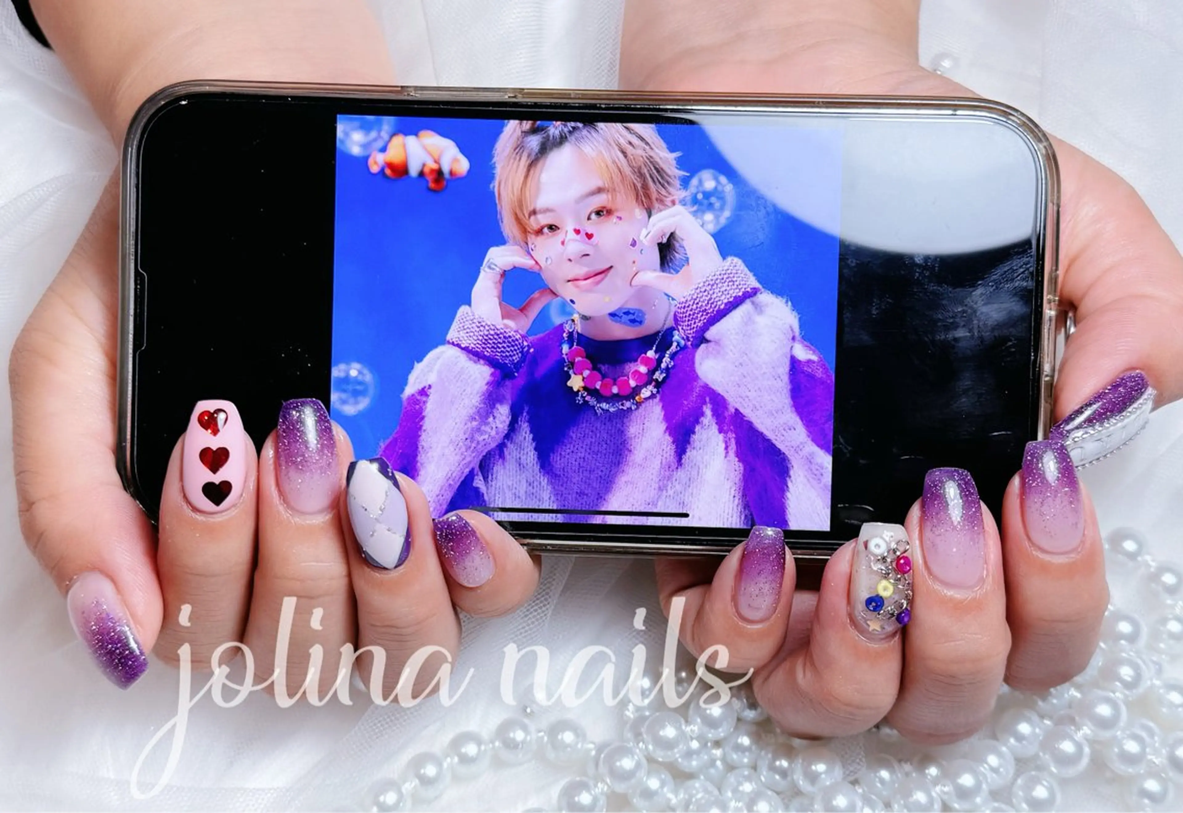 ネイル アートネイル グラデーション ラメ(グリッター) ラメグラデーション 持ち込み ハンドネイル jolina nails鶴見店のネイルデザイン