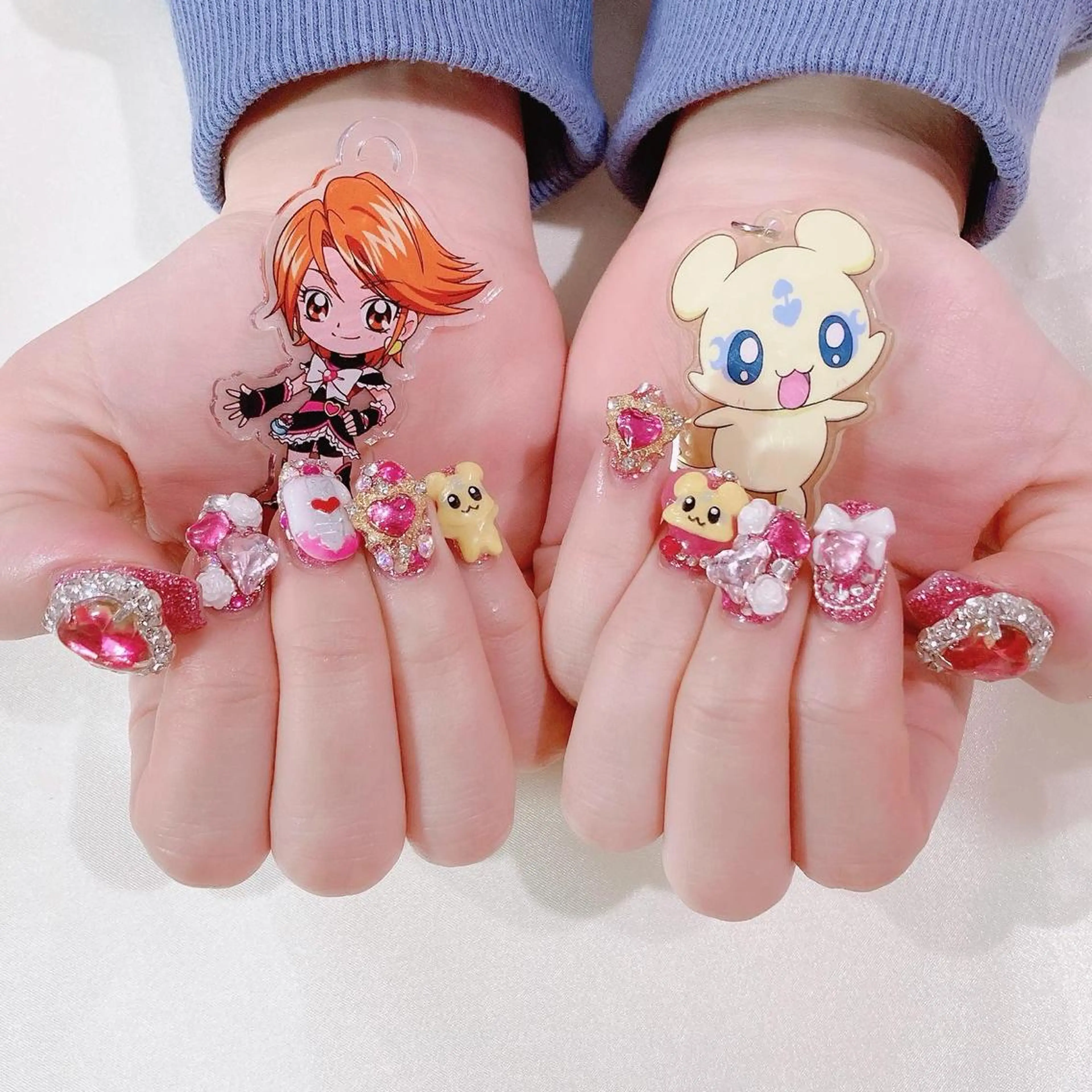 ネイル ジェルネイル ハート キラキラネイル パラジェル リボン ハンドネイル Nail Kのネイルデザイン