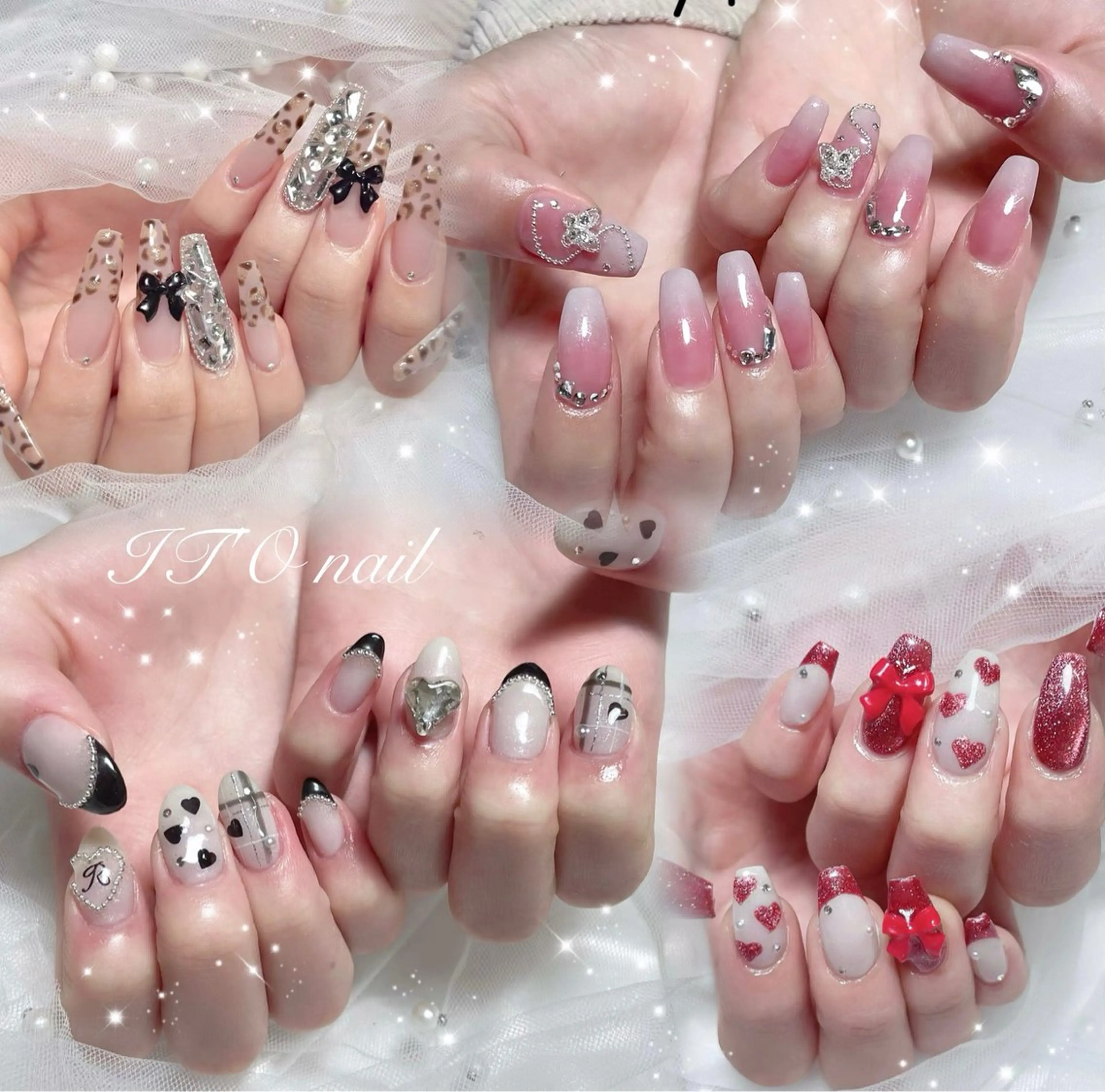 ネイル ハンドネイル 🎀藤沢ガーリーネイ ル/長さ出し🎀のネイルデザイン