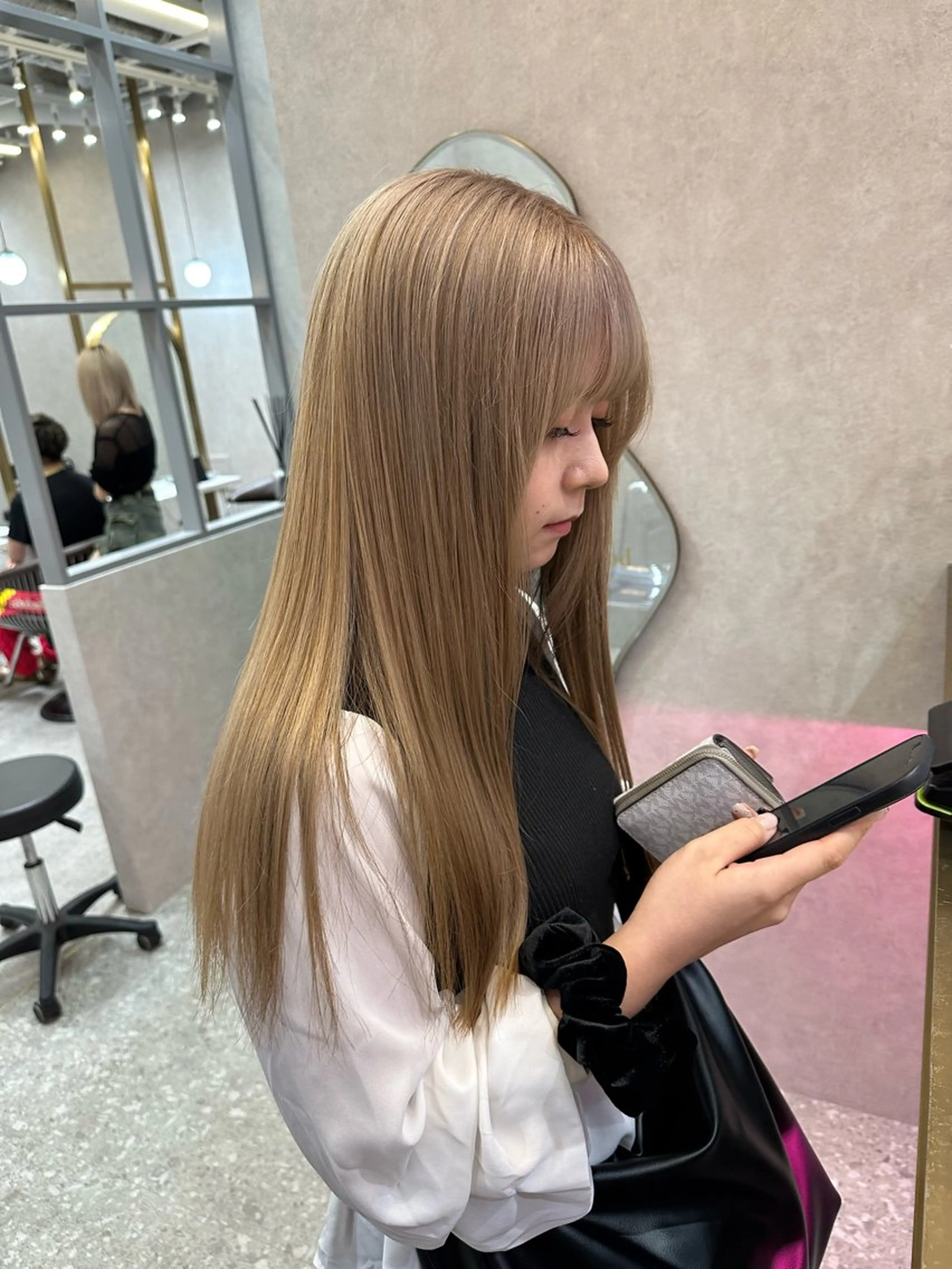 ロング カラー ヘアカラー トリートメント ダブルカラー 韓国ヘアKYONのヘアスタイル