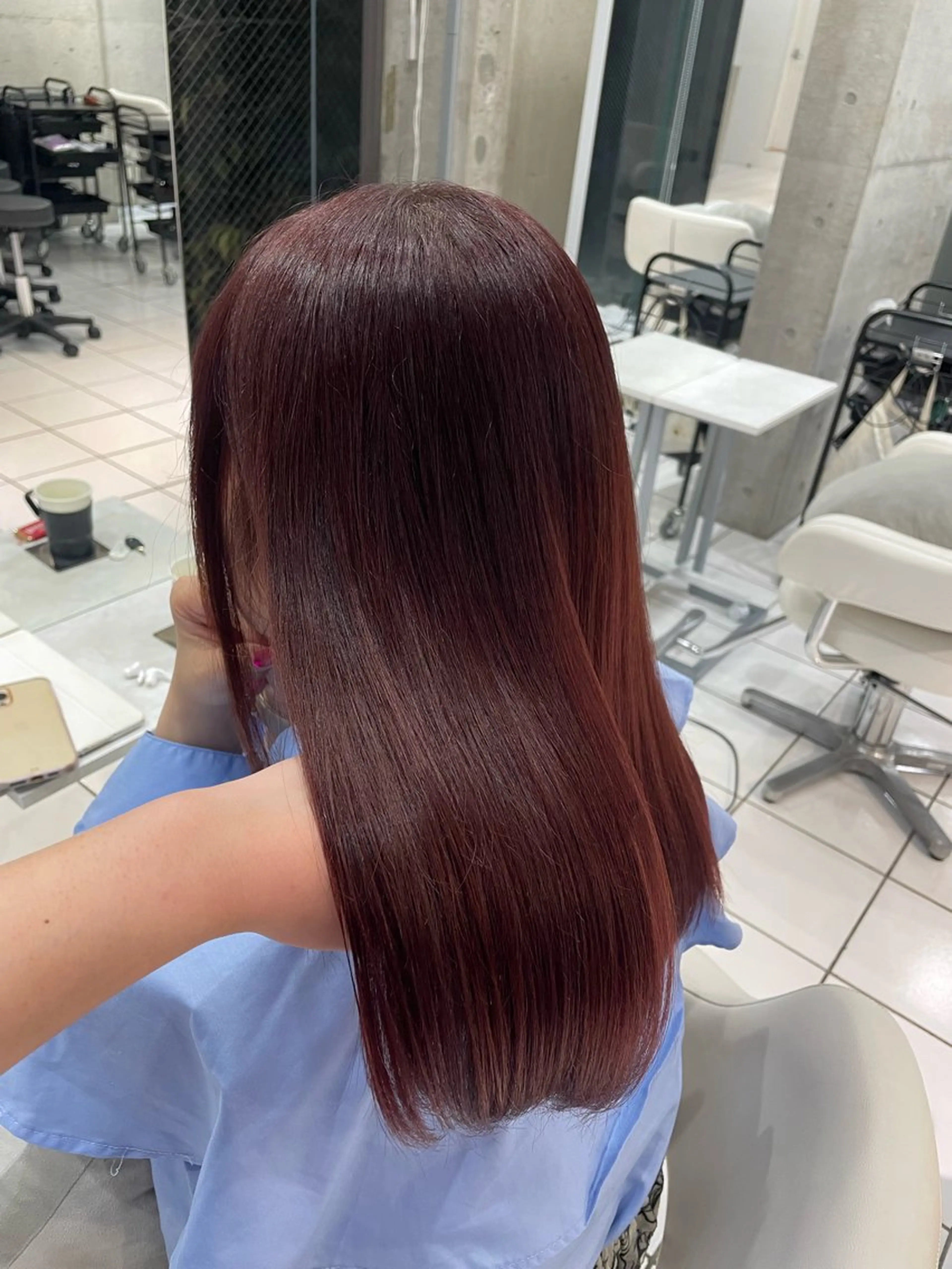 セミロング カラー ブリーチ ブリーチなしカラー レッドカラー 🍭ハイトーン/ レイヤーカット🦄のヘアスタイル