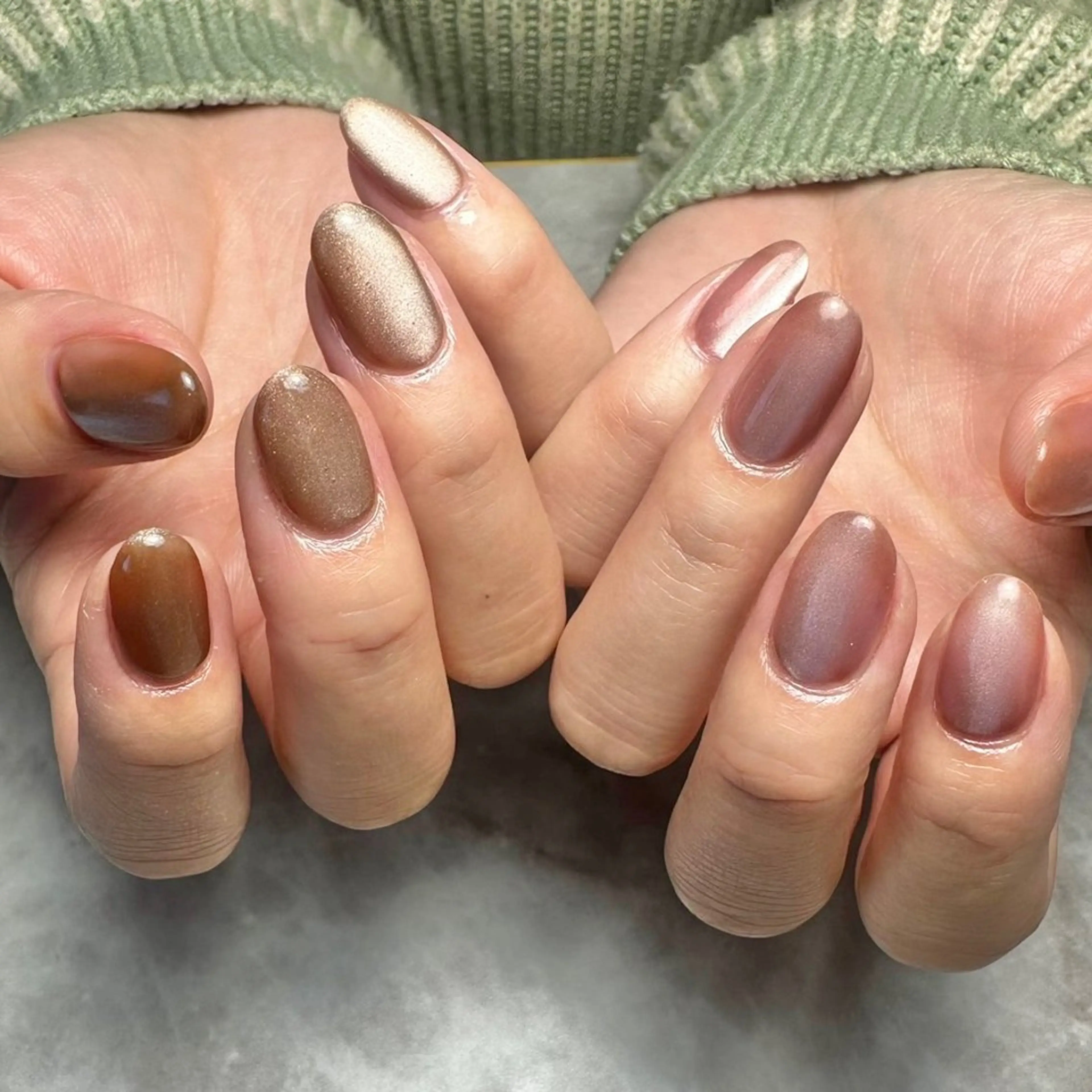 ネイル ブラウン バレンタイン nail salon amyのネイルデザイン