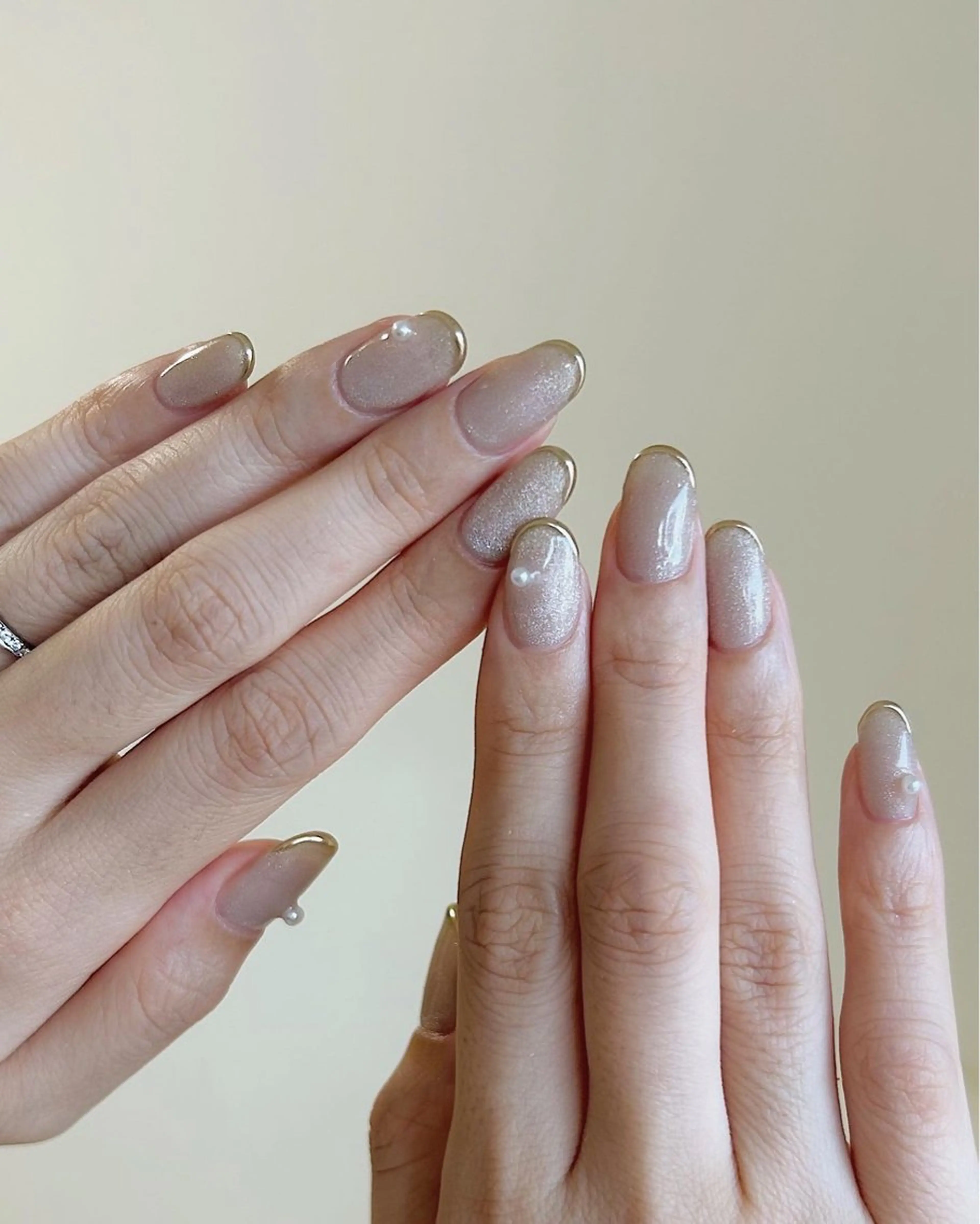 ネイル ブラウン フレンチネイル マグネットネイル ニュアンスネイル オフィスネイル ハンドネイル Lull ネイル/ HBL/ハンドケアのネイルデザイン