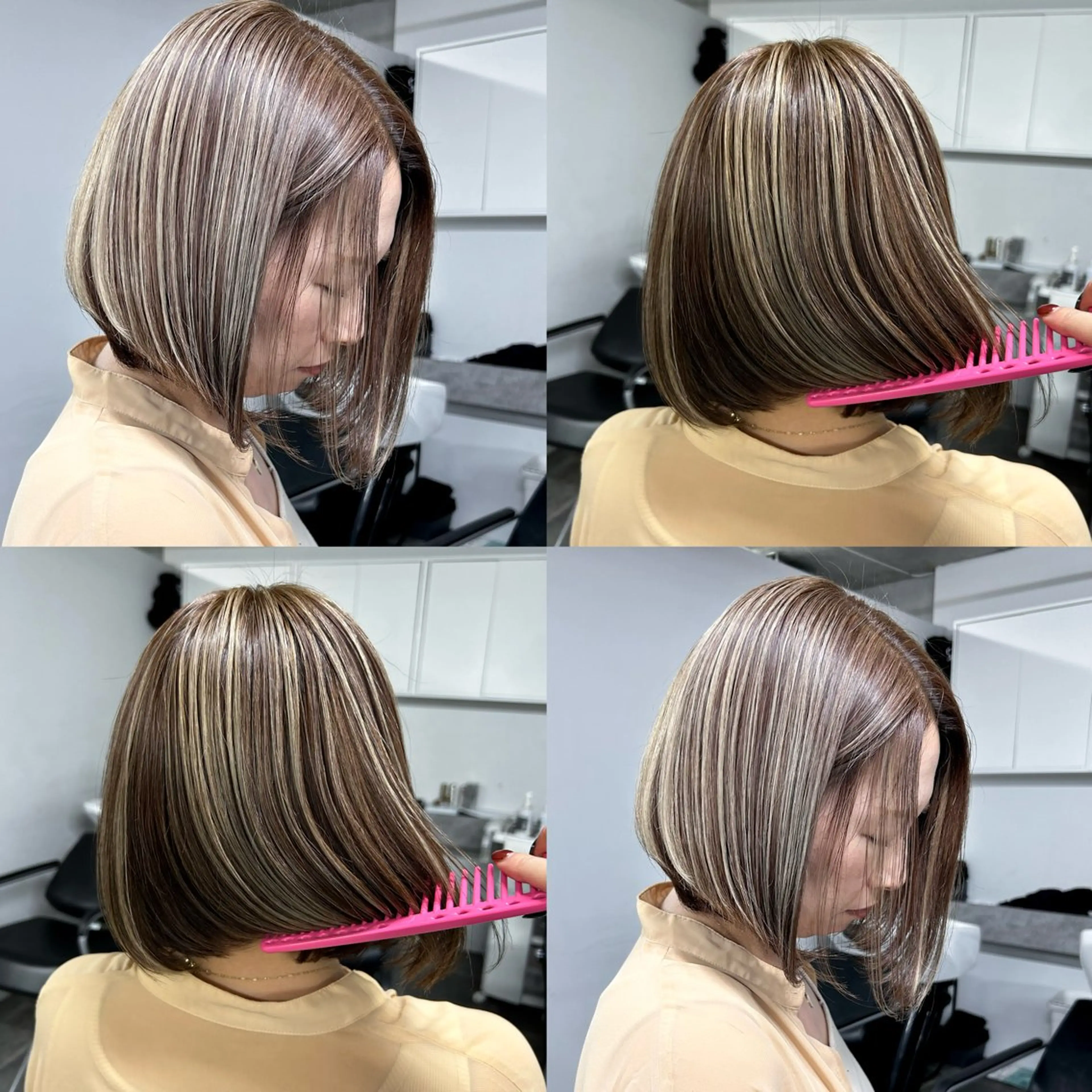 ミディアム カラー ブリーチ ハイライトカラー ハイライト 🫧うる艶color 🩵綾🌙のヘアスタイル