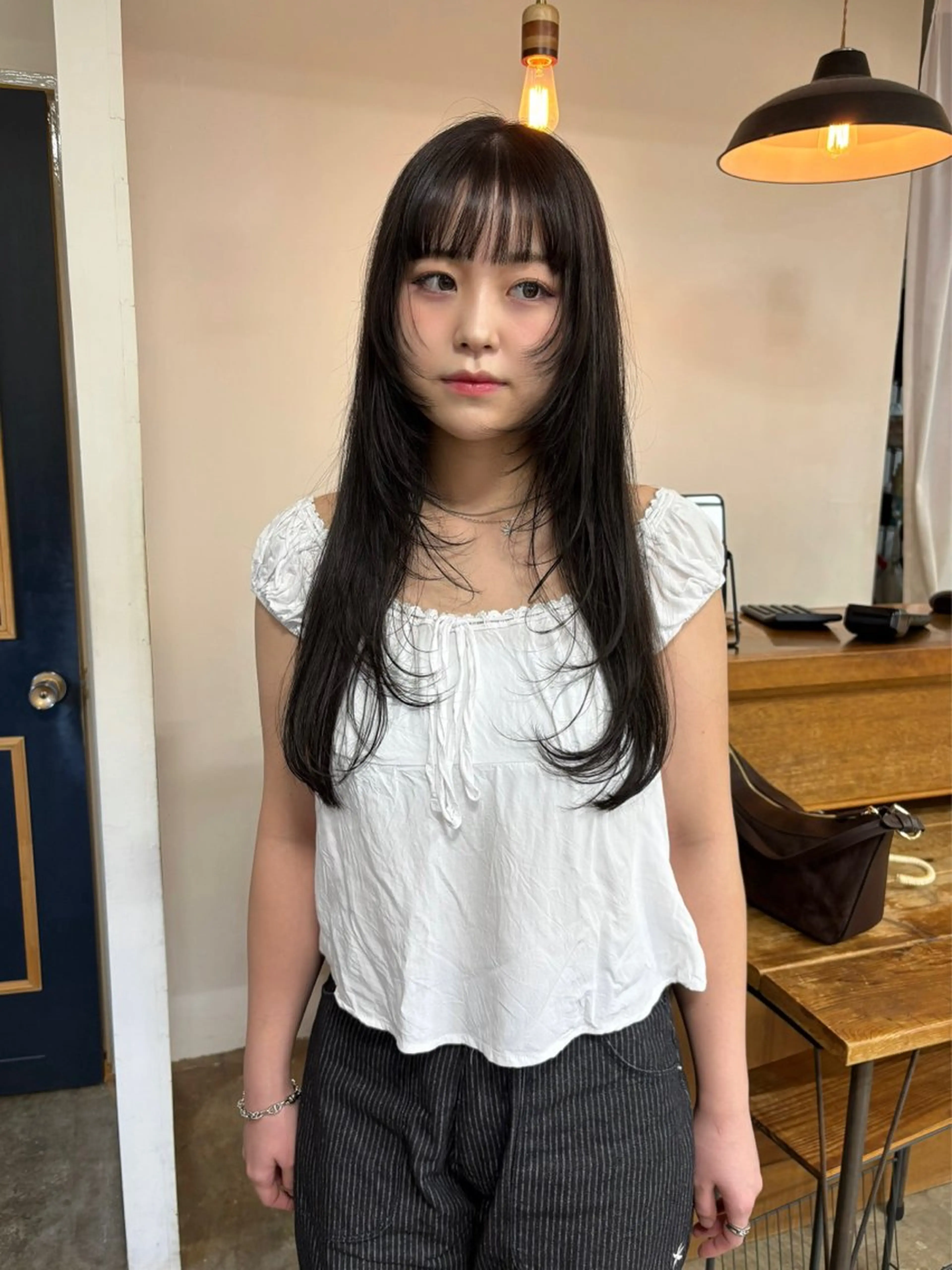 ロング カラー カット 縮毛矯正 トリートメント 韓国ボブ＆顔まわり レイヤー♡TOMOEのヘアスタイル