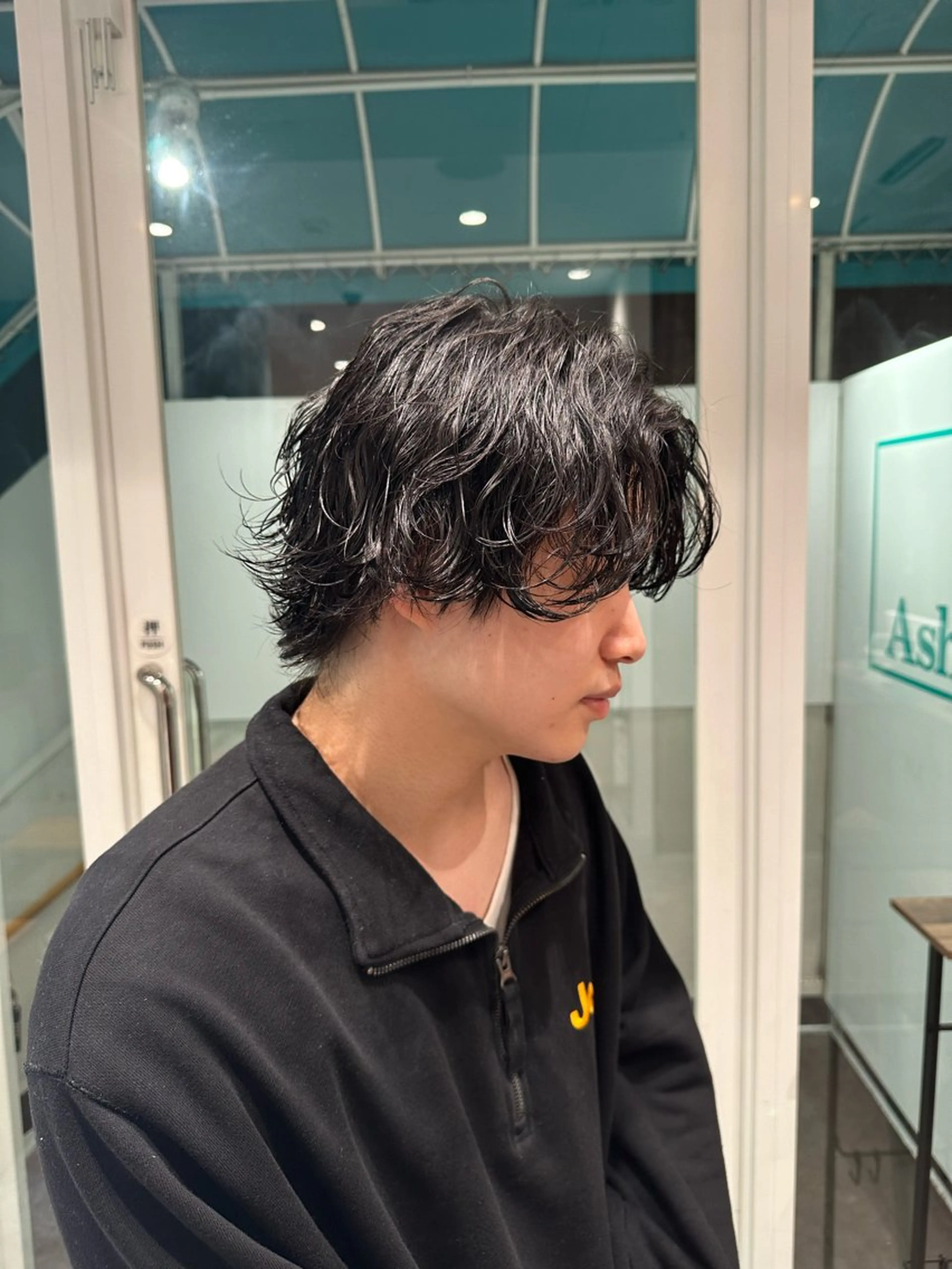 ミディアム パーマ メンズ カット パーマ 曲がる縮毛矯正/ メンズ縮毛/白澤のヘアスタイル
