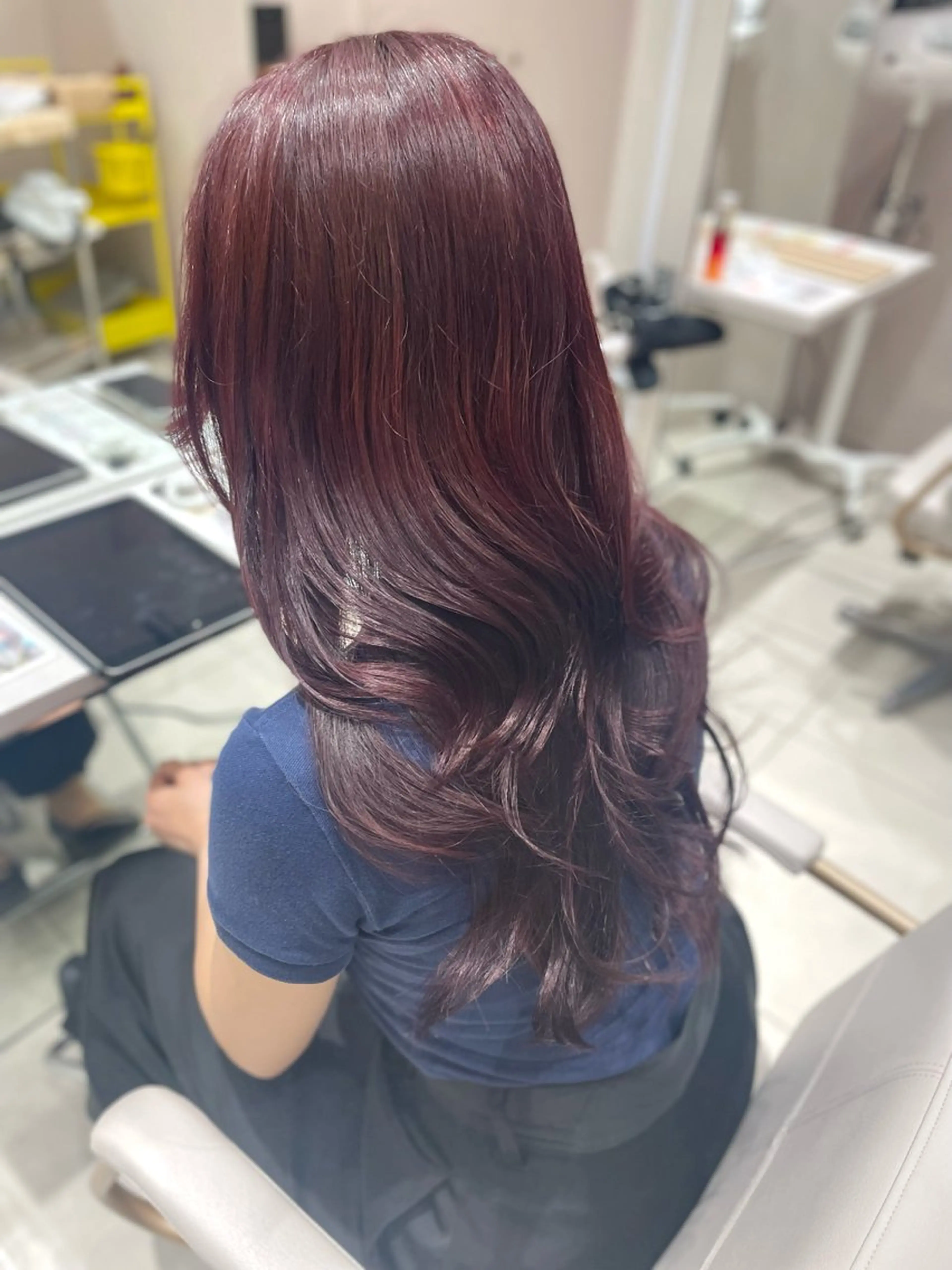 ロング ヘアカラー トリートメント ✨韓国風レイヤー/ くびれ巻き🖤　りくのヘアスタイル