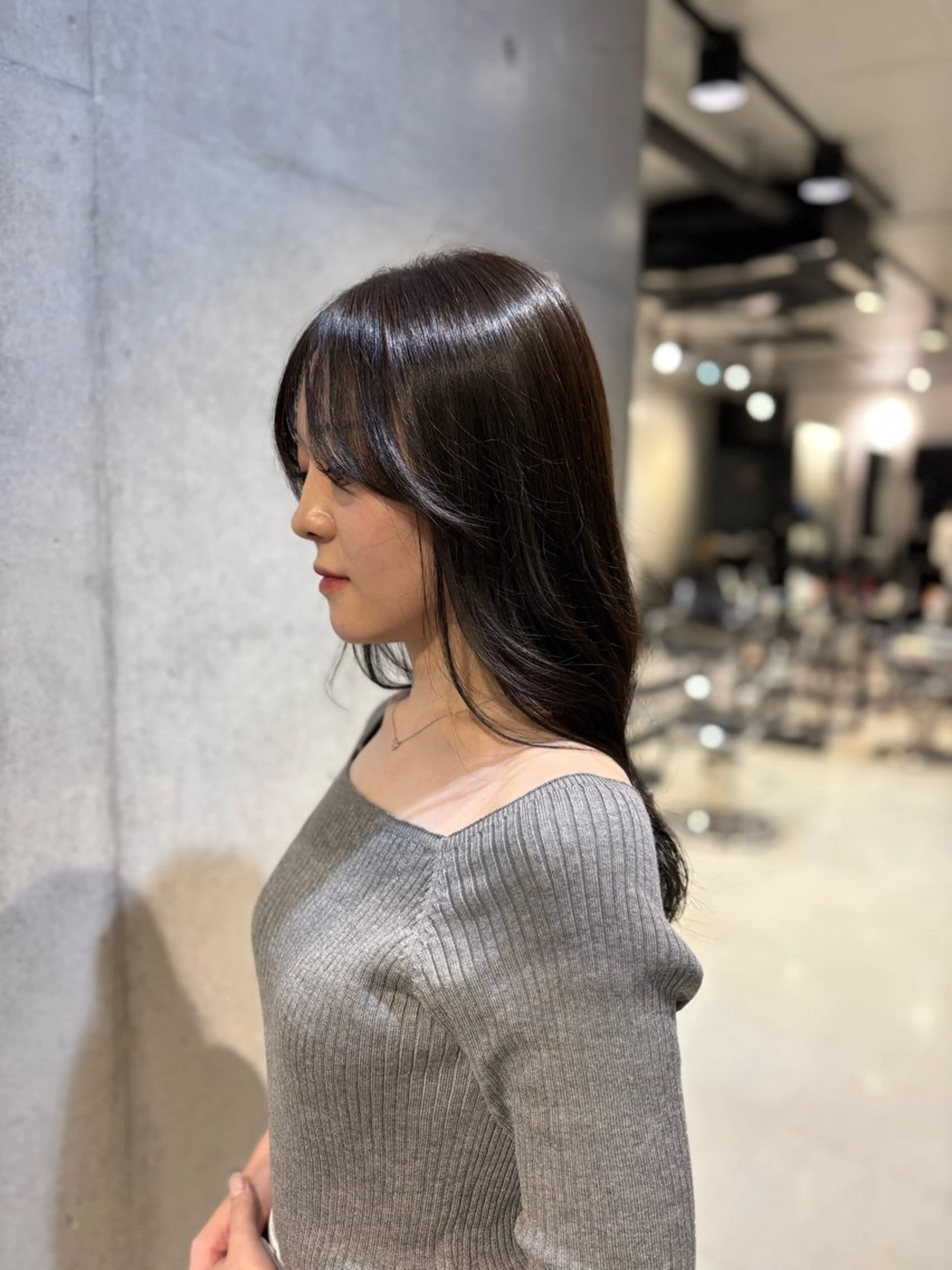 セミロング カラー パーマ カット ヘアカラー トリートメント レイヤー/グレージュ 赤み消し/コウスケのヘアスタイル