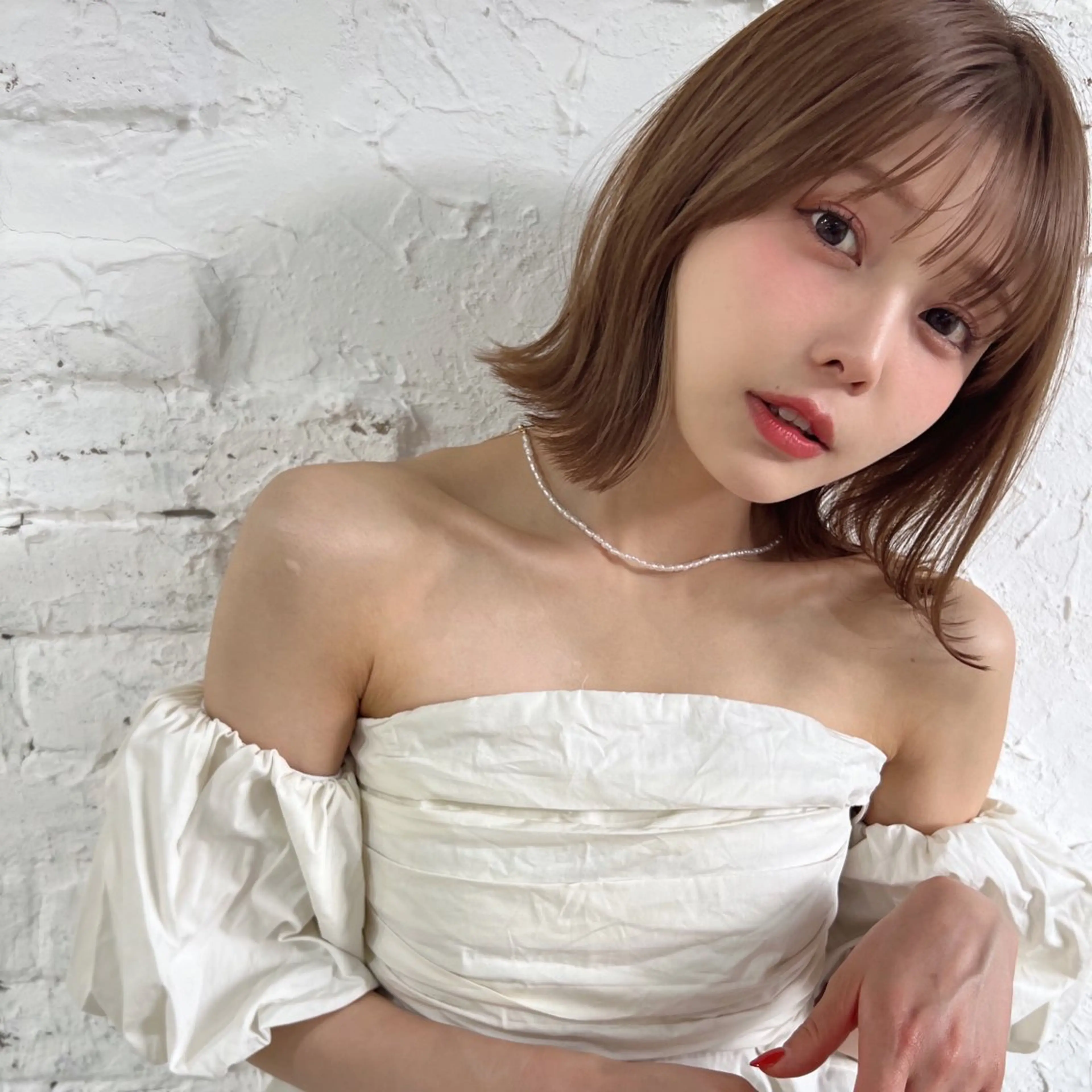ショート ボブ シースルーバング カット ヘアカラー トリートメント 韓国モテhair🍑 momoのヘアスタイル