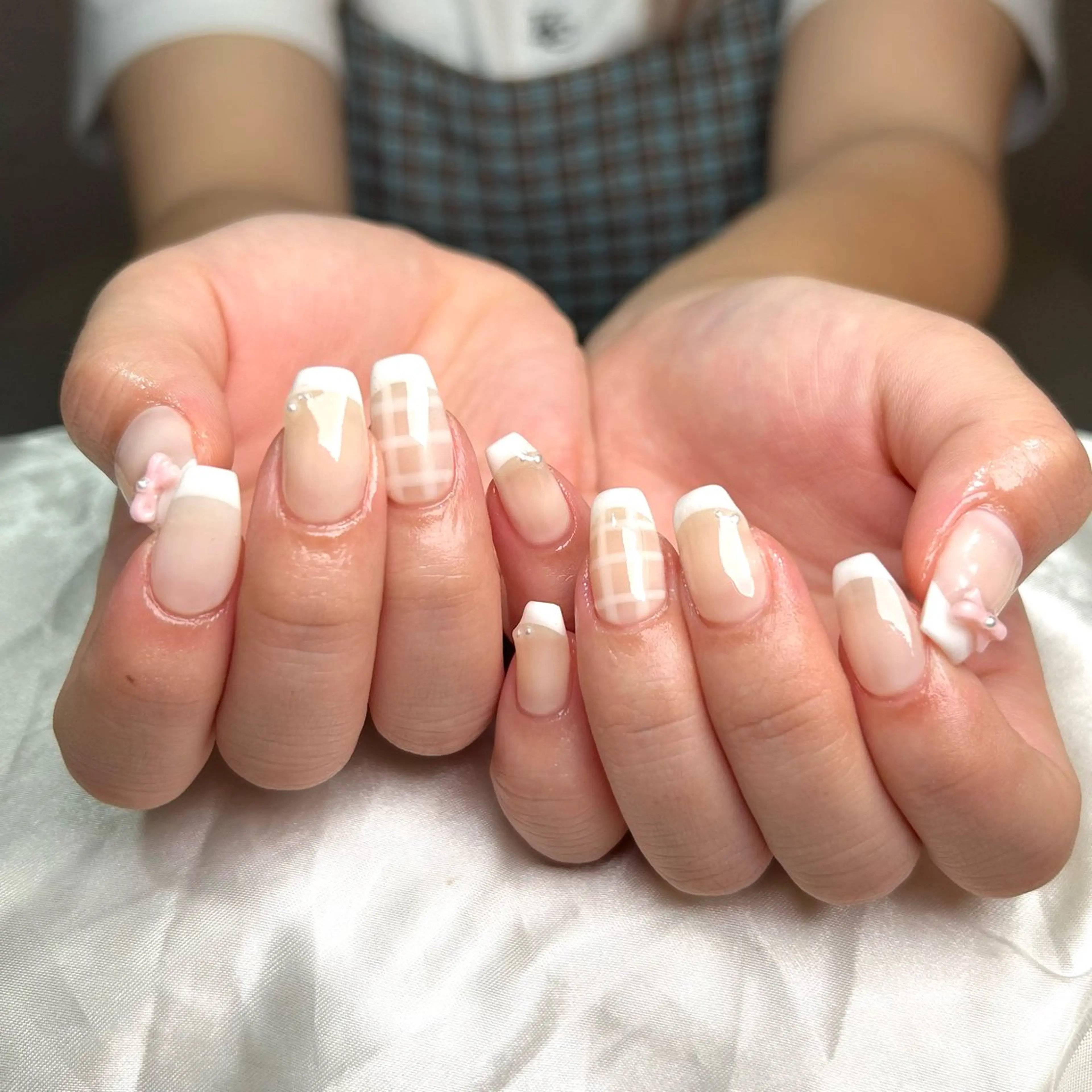 ネイル フレンチネイル ホワイト ハンドネイル shine'an fuka🌿🫧のネイルデザイン