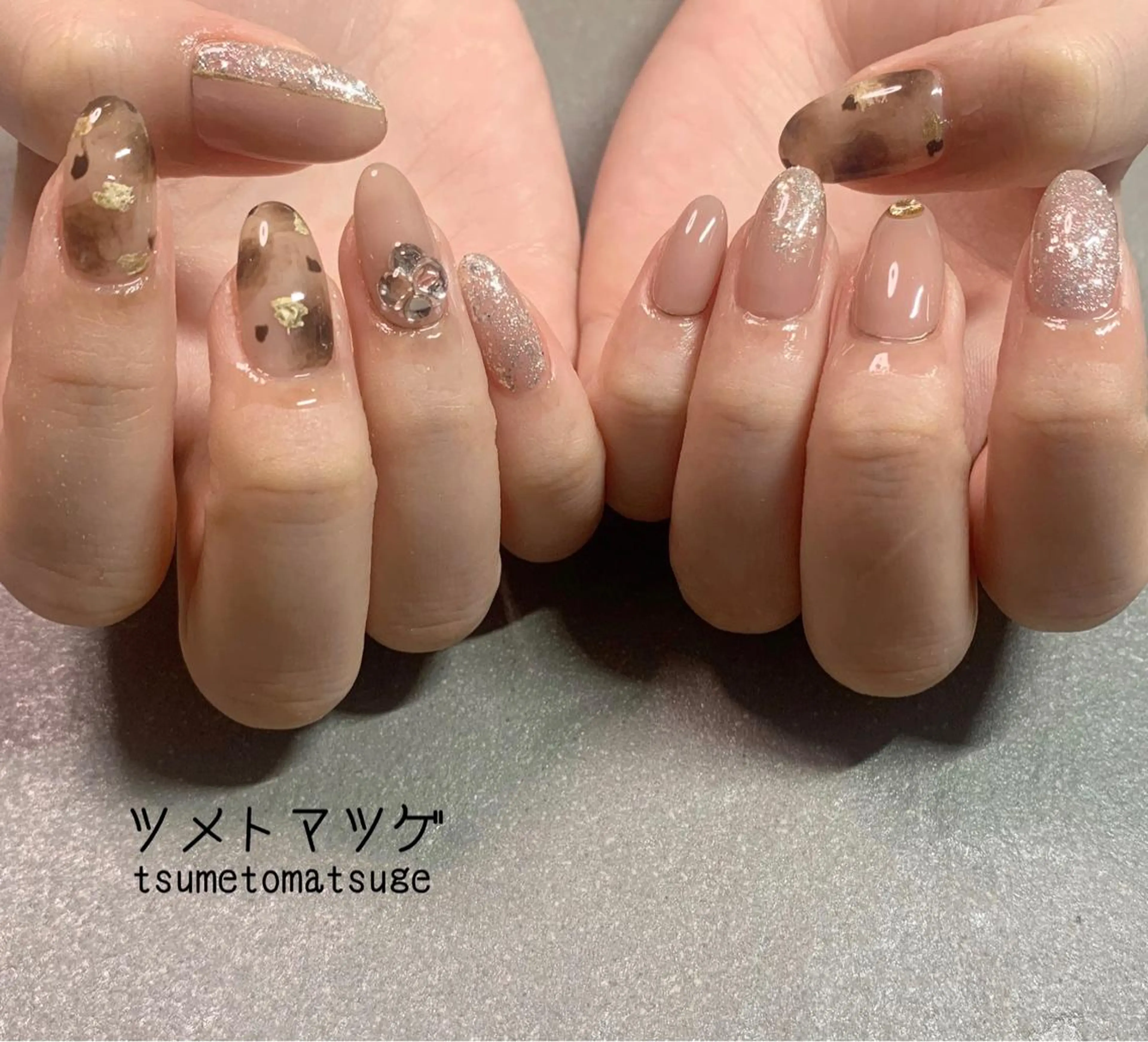 セミロング ネイル アートネイル ハンドネイル ツメトマツゲ .のネイルデザイン