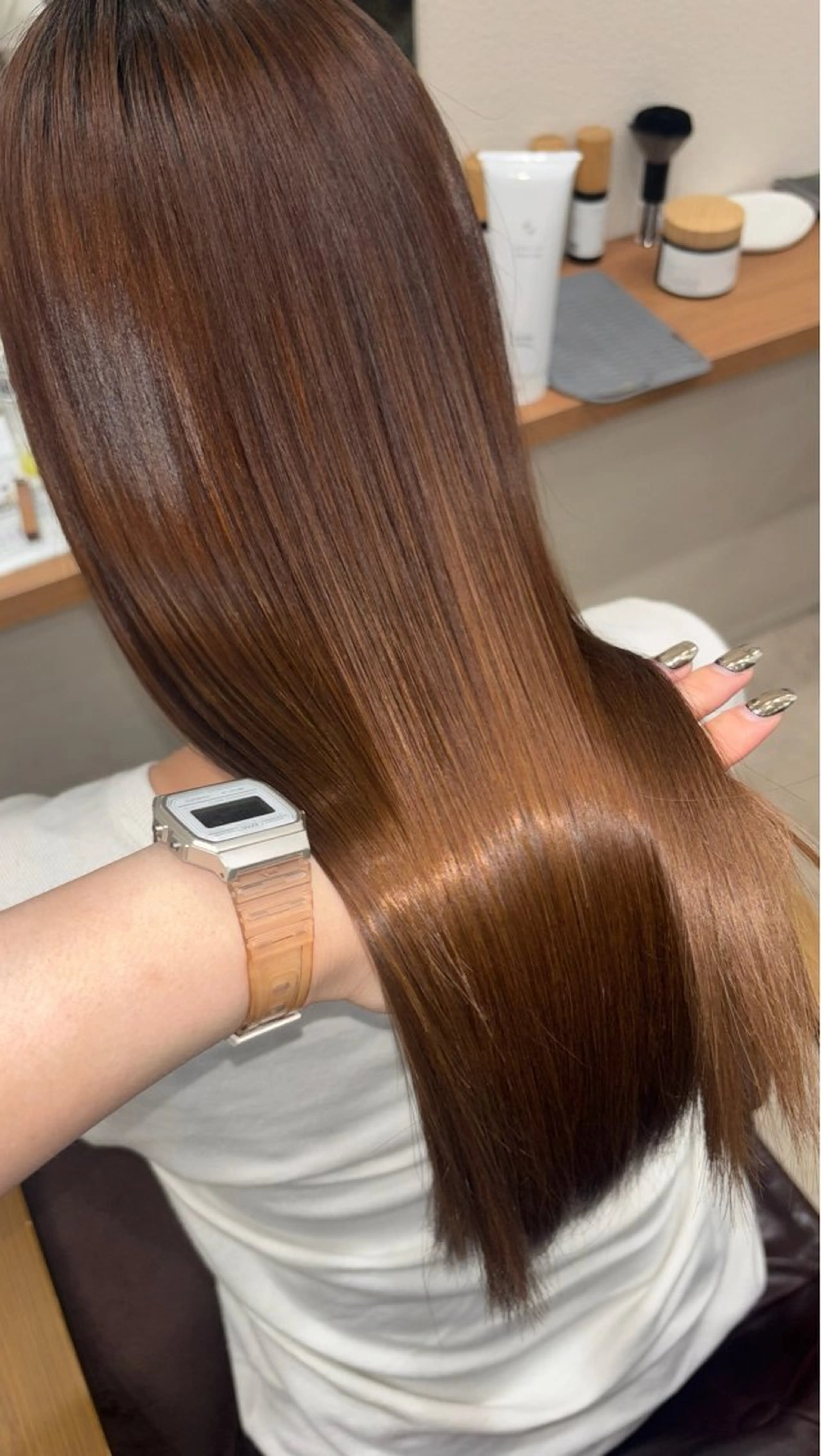 ロング 縮毛矯正 能勢 莉里花のヘアスタイル