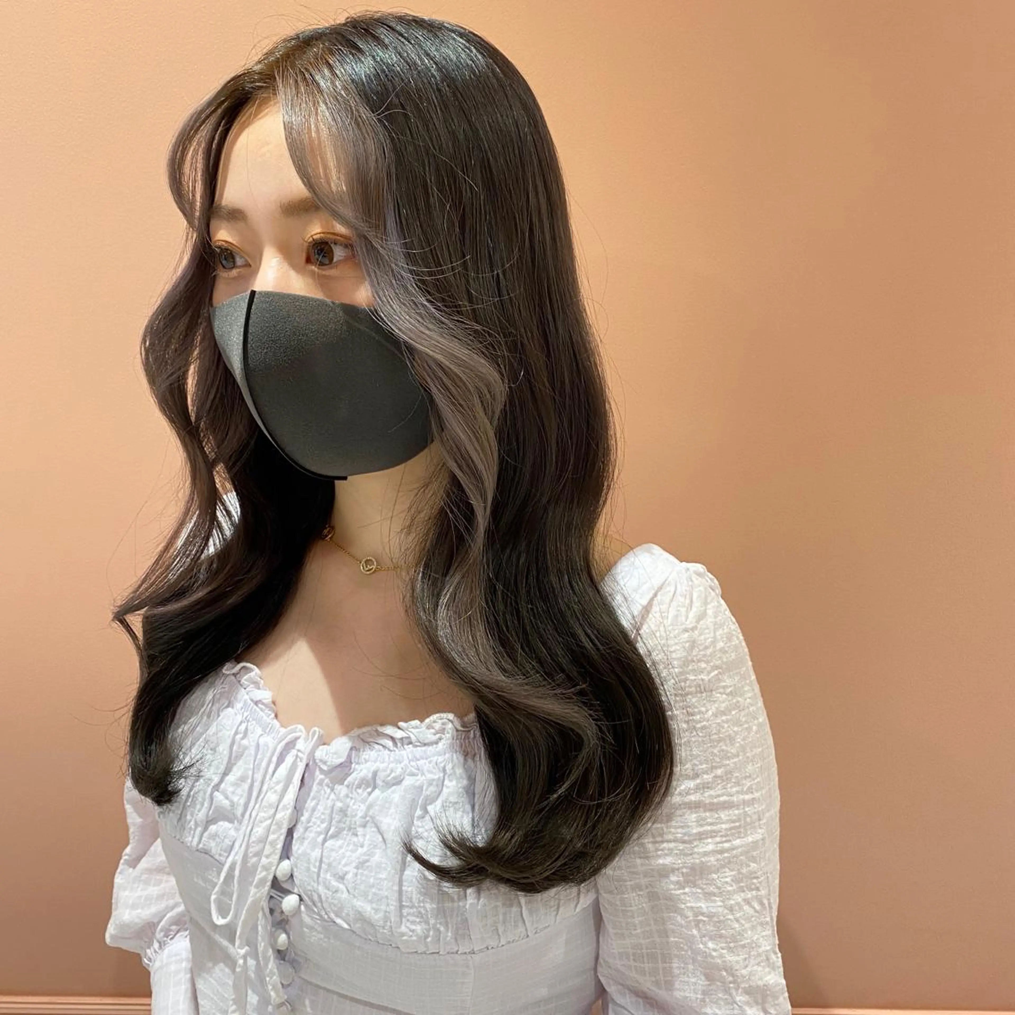 ロング カラー ミストバング  フェイスフレーミング ORIKA 美容室のヘアスタイル