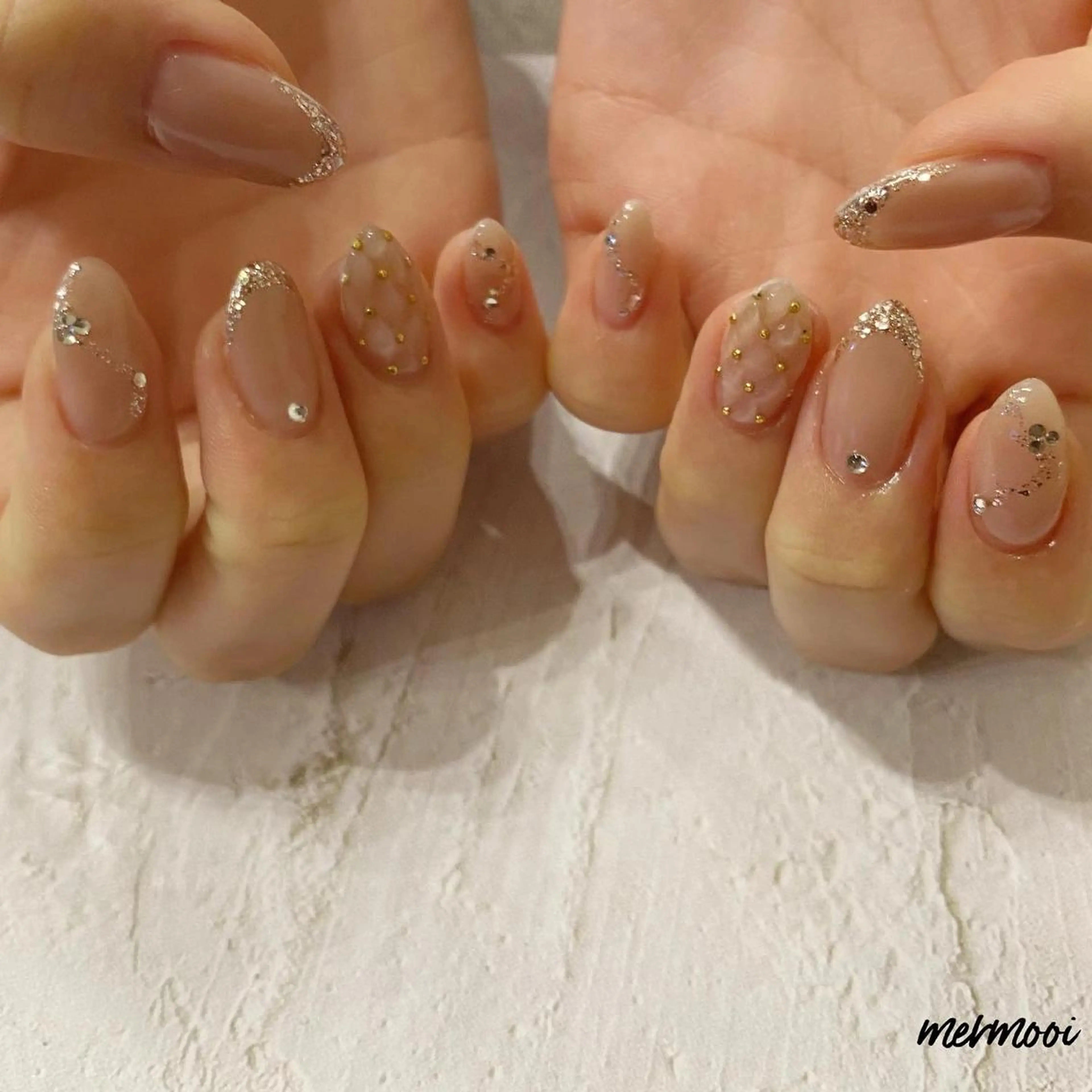 ネイル クリアネイル フットネイル 氷ネイル・うるうるネイル キラキラネイル 韓国ネイル ハンドネイル mermooi nailのネイルデザイン