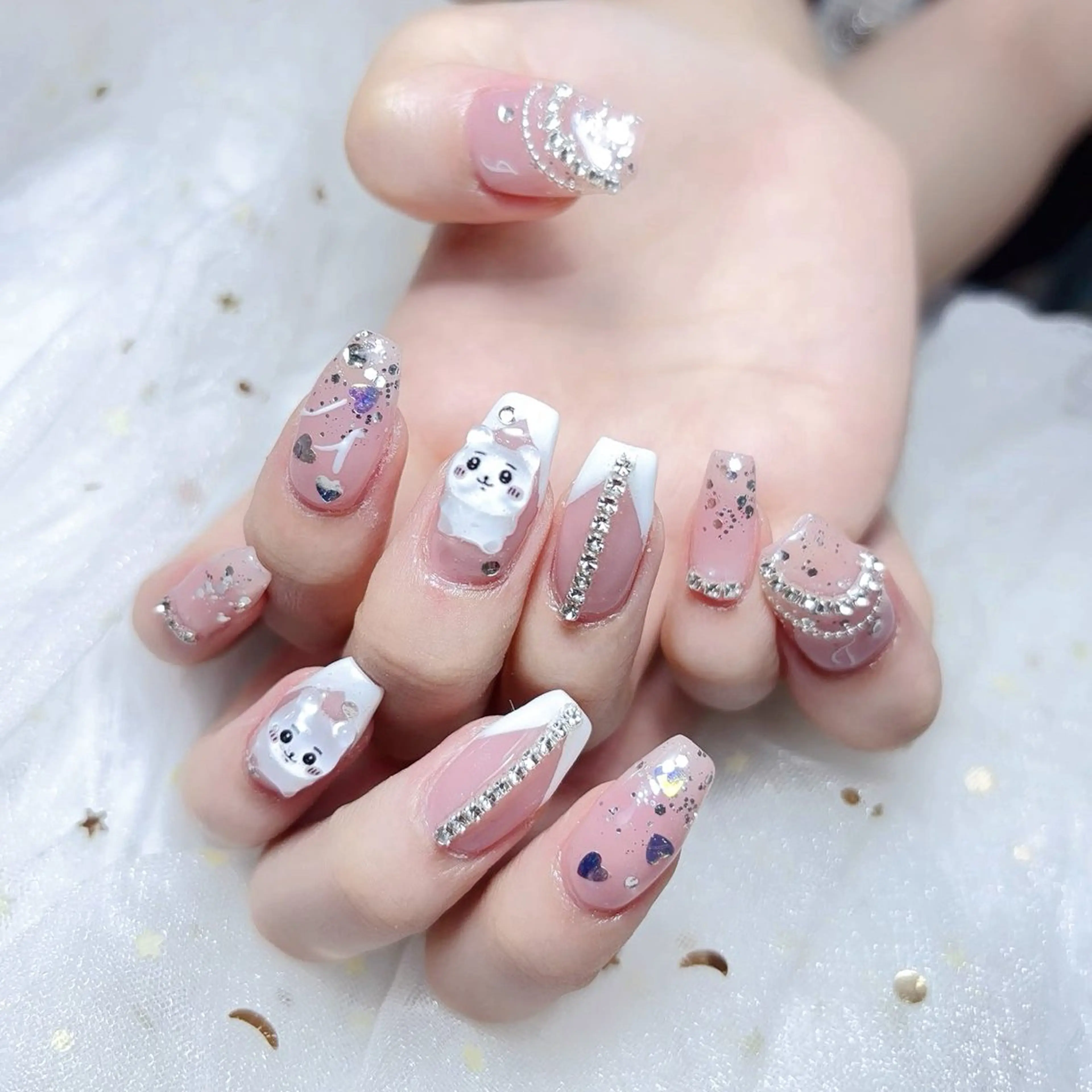 ネイル ハート 韓国ネイル 夏ネイル ワンホンネイル ハンドネイル Melody Nail所属・Melody 3D/スカルプ専門店のネイルデザイン