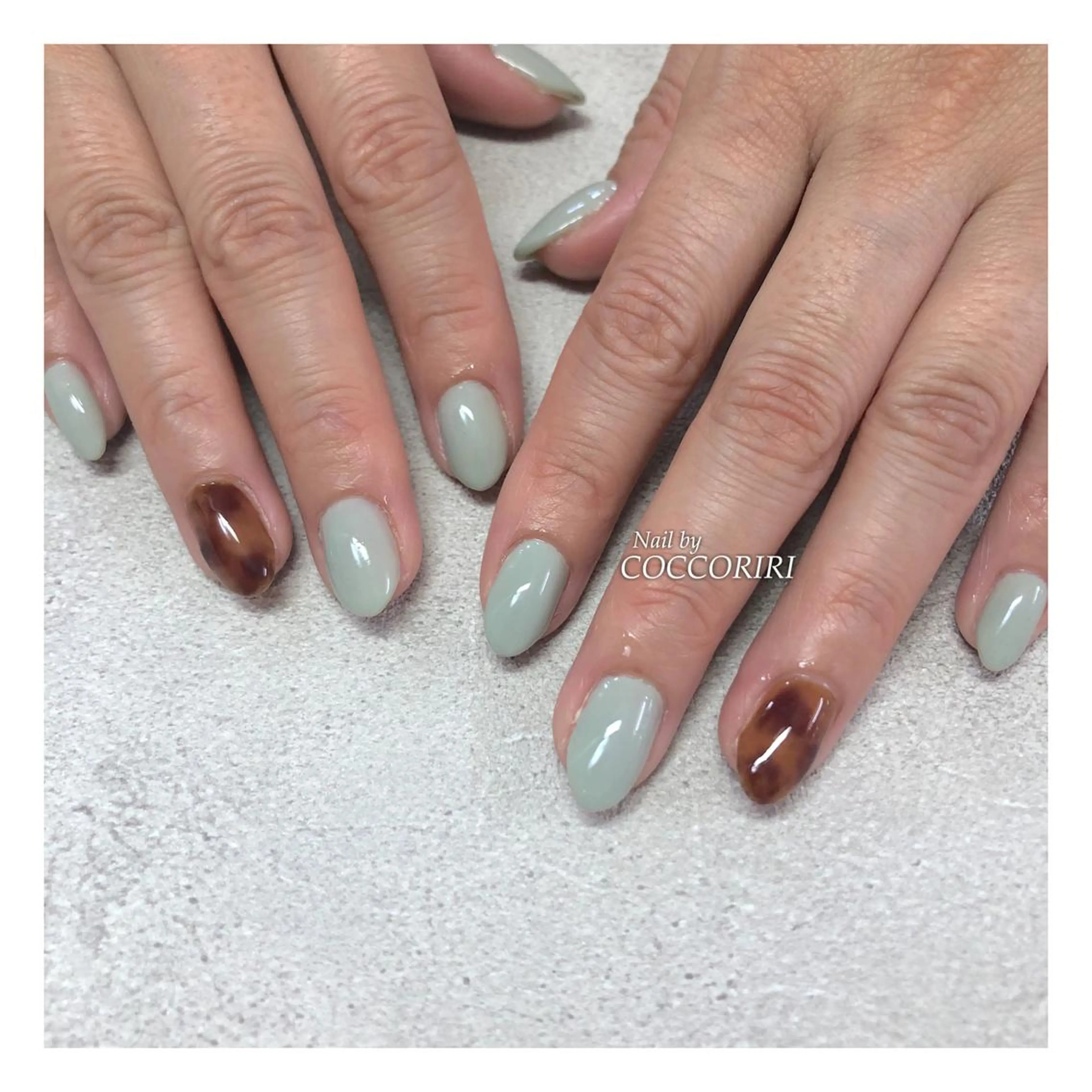 ネイル アートネイル グリーン 大理石ネイル(マーブル) ミラーネイル ニュアンスネイル ensowa✱laf NAILのネイルデザイン