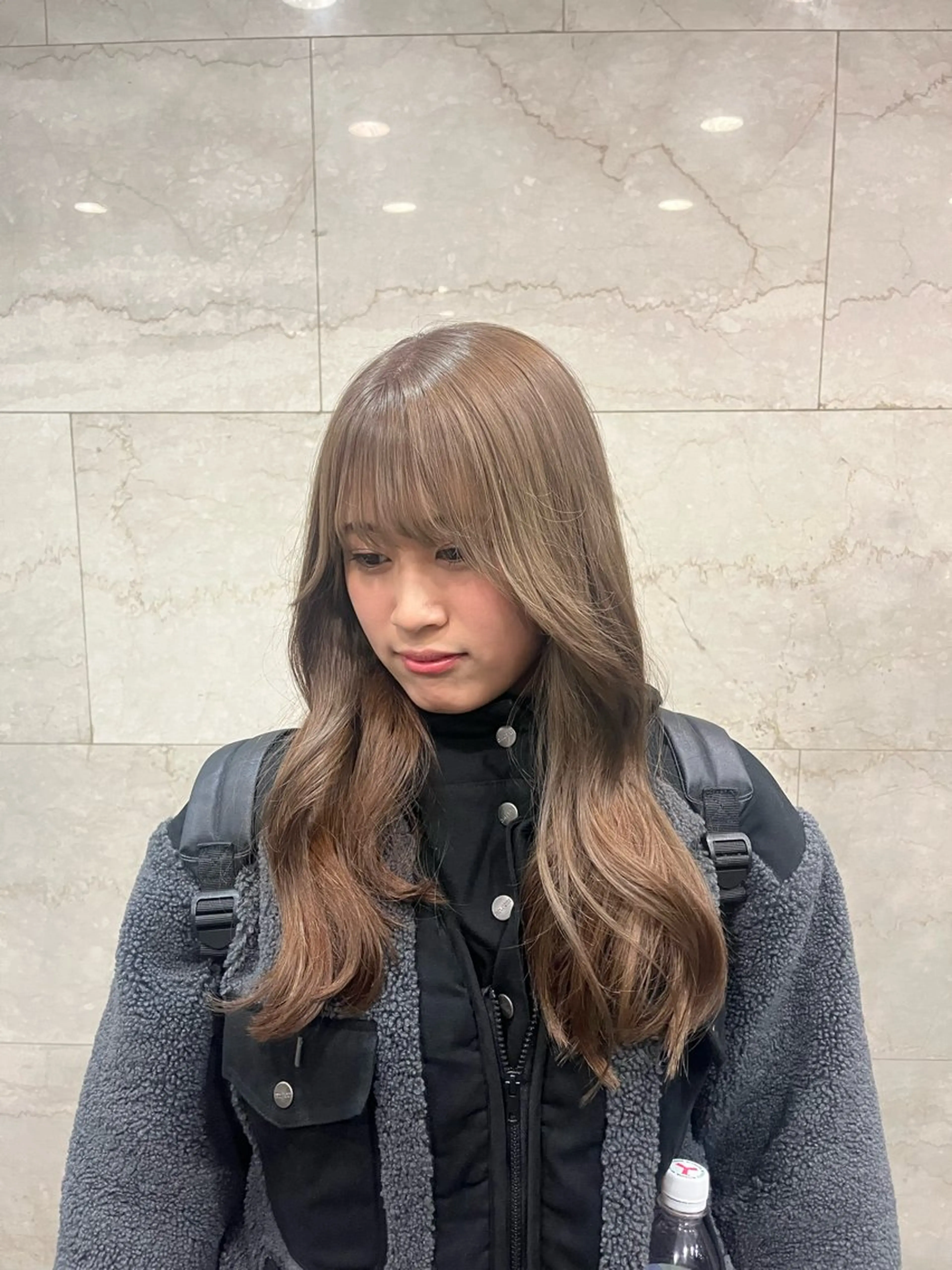 ロング カラー ベージュカラー ブリーチ えんぐちとも／透明感 カラー／博多ボブのヘアスタイル