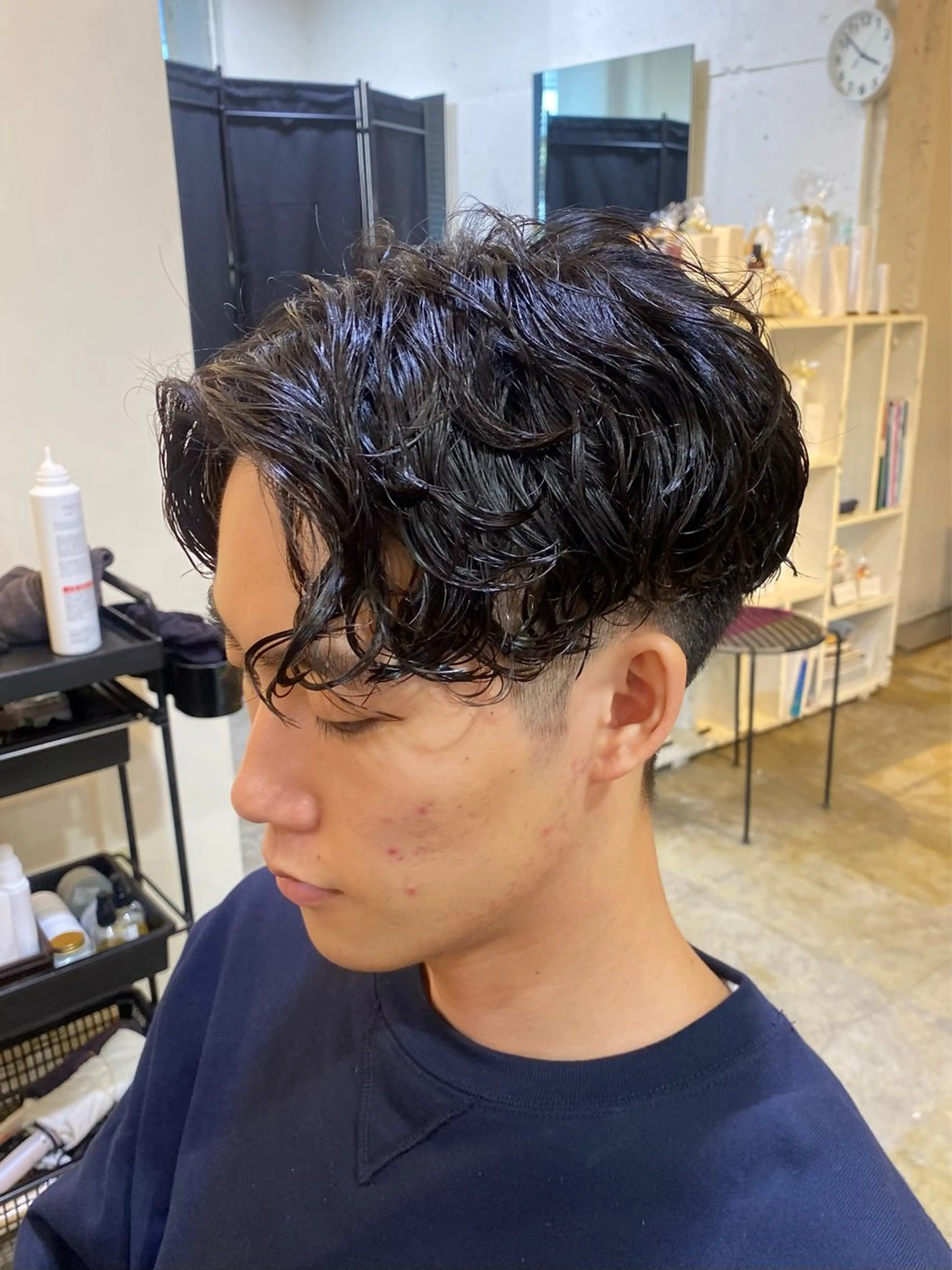 ショート パーマ メンズ カット パーマ トリートメント ボブ/透明感カラー /サナ🌼のヘアスタイル