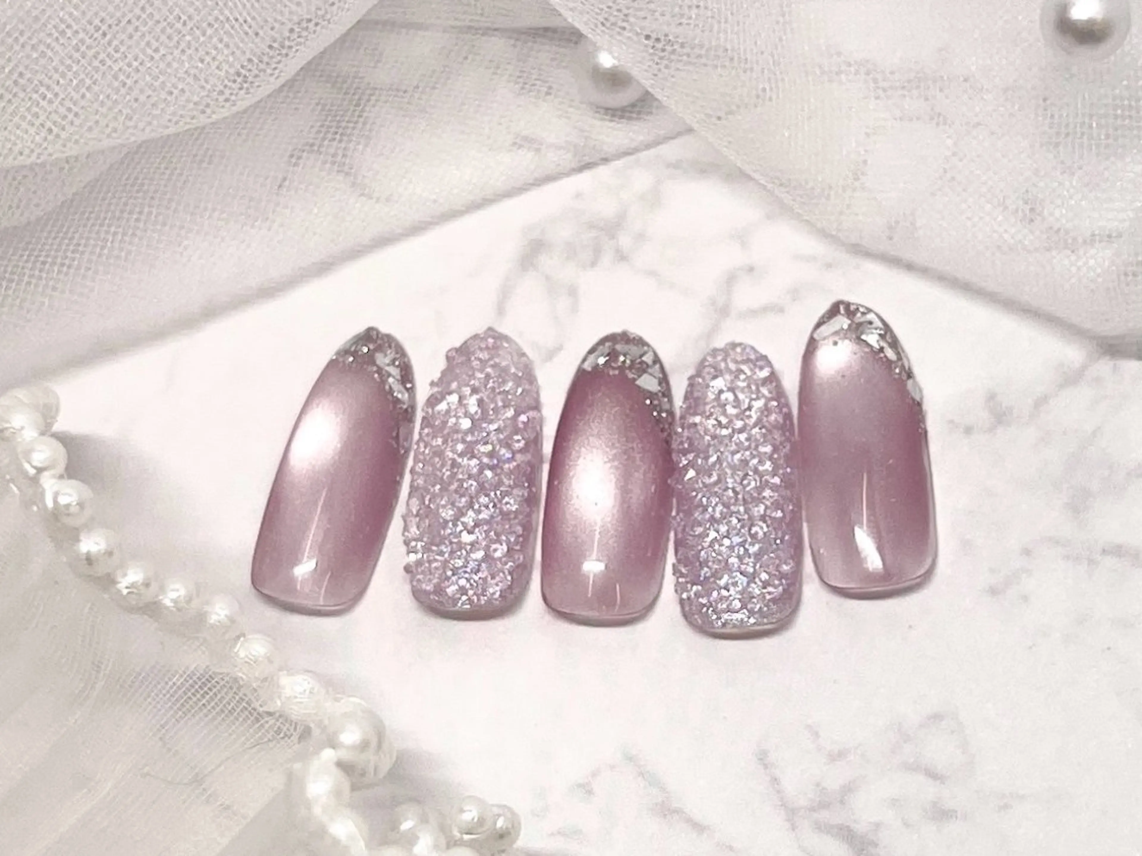 ネイル アートネイル フラッシュネイル フラワーネイル ジェルネイル ガーリー ハンドネイル Puti nailのネイルデザイン