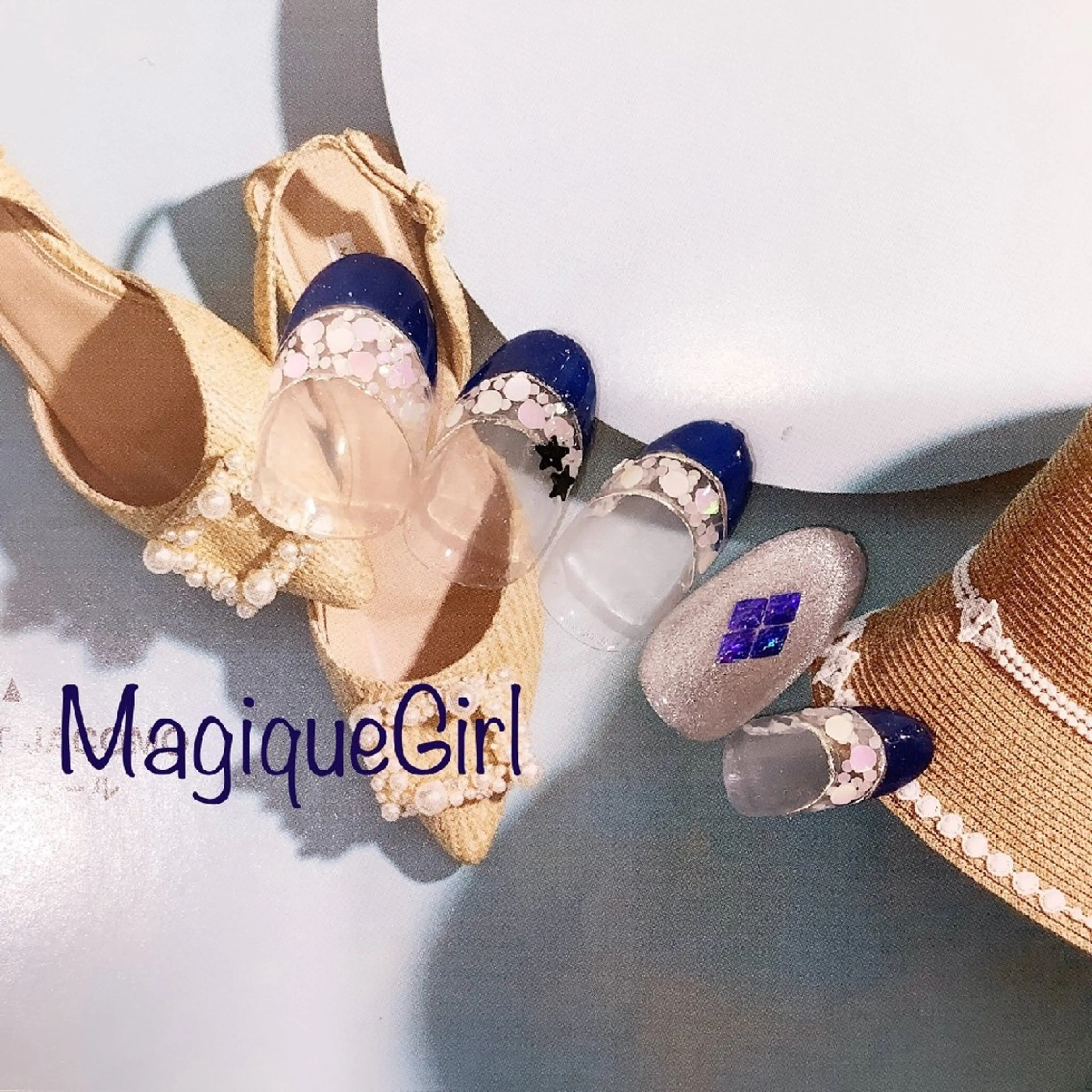 ネイル ダブルフレンチ フレンチネイル ハンドネイル Magique Girlのマツエク・マツパデザイン