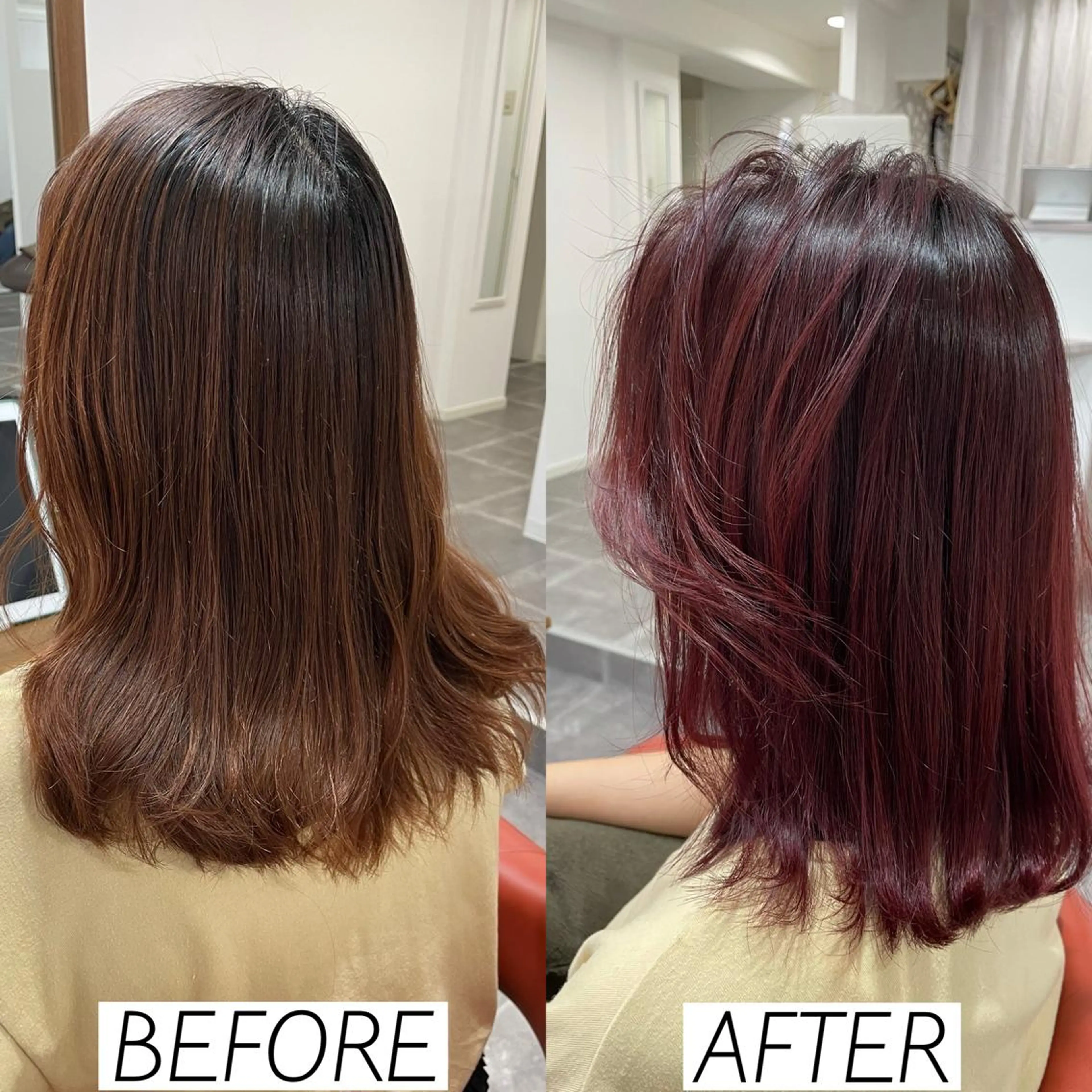 ミディアム カラー ブリーチ ブリーチなしカラー レッドカラー 森田 一平のヘアスタイル