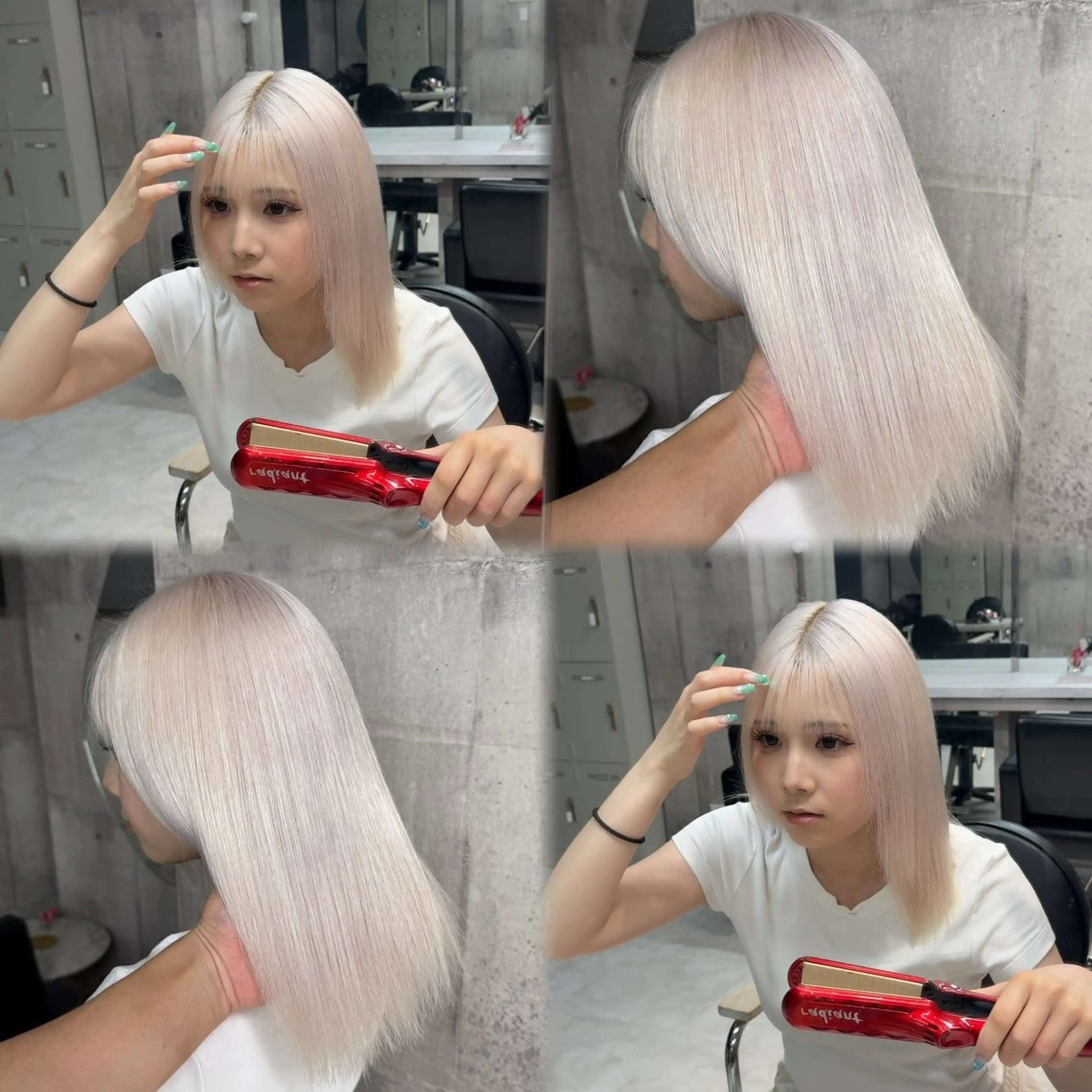 ロング カラー ヘアアレンジ ベージュカラー ブリーチ ブロンド デザインカラー ミルクティーベージュ ヘアカラー ハイトーン特化/ 複雑履歴修正/拓真のヘアスタイル