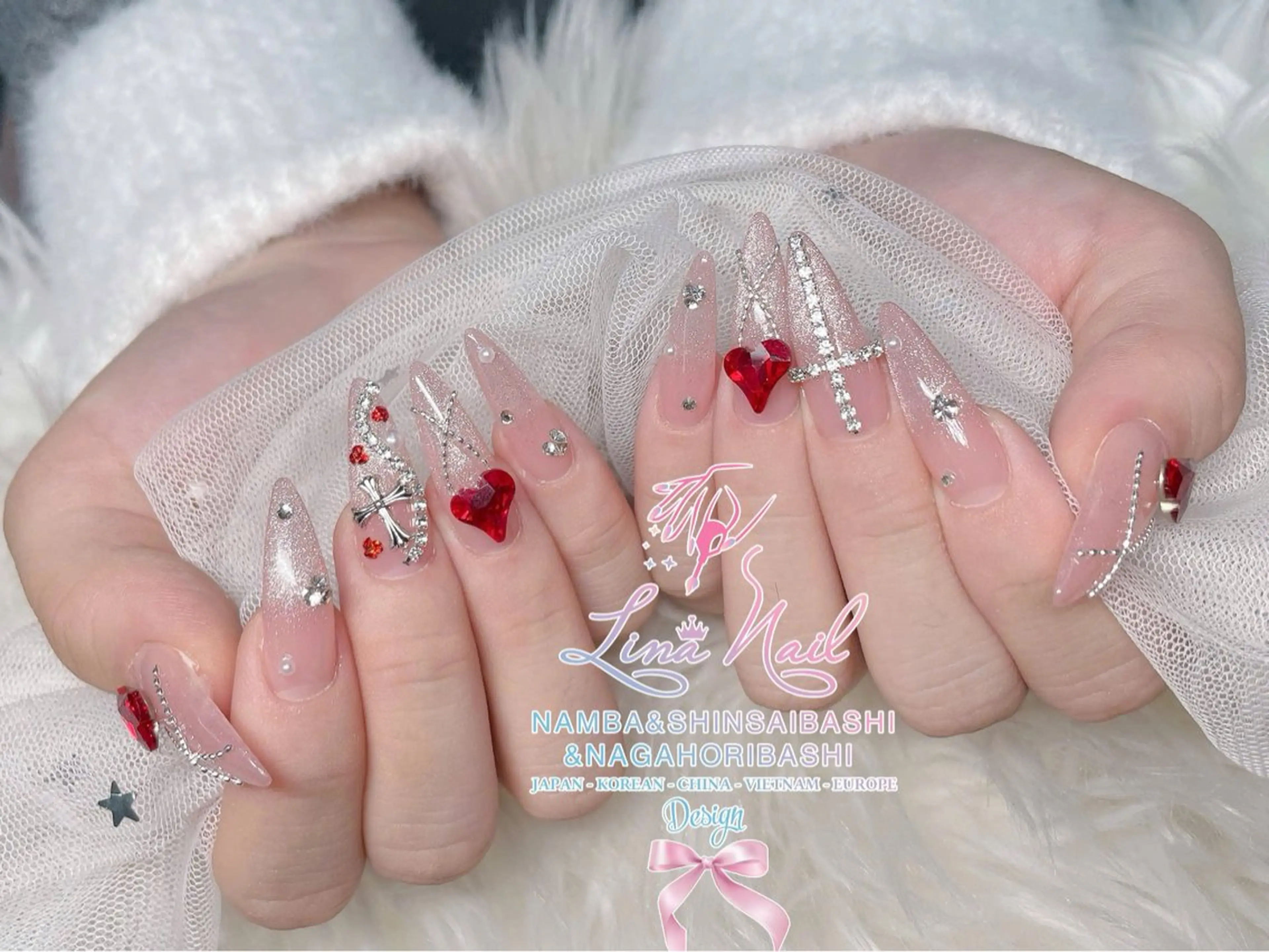 長さだしか自爪ジェルネイル10本アート2本パーツ大きいパーツ2個ストーンは10個まで¥6000オフ無料の写真